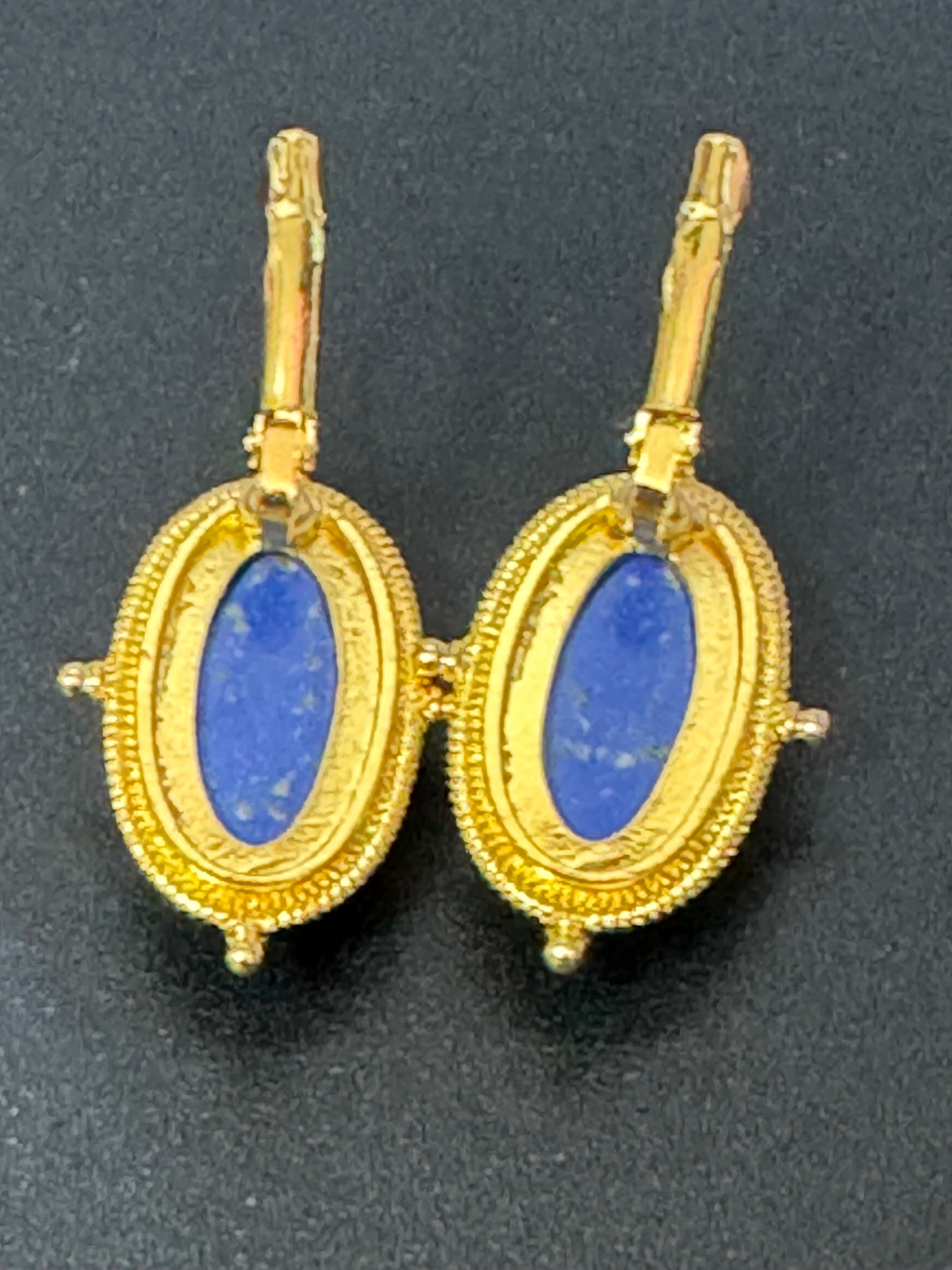 Gold tone faux lapis lazuli drop earrings