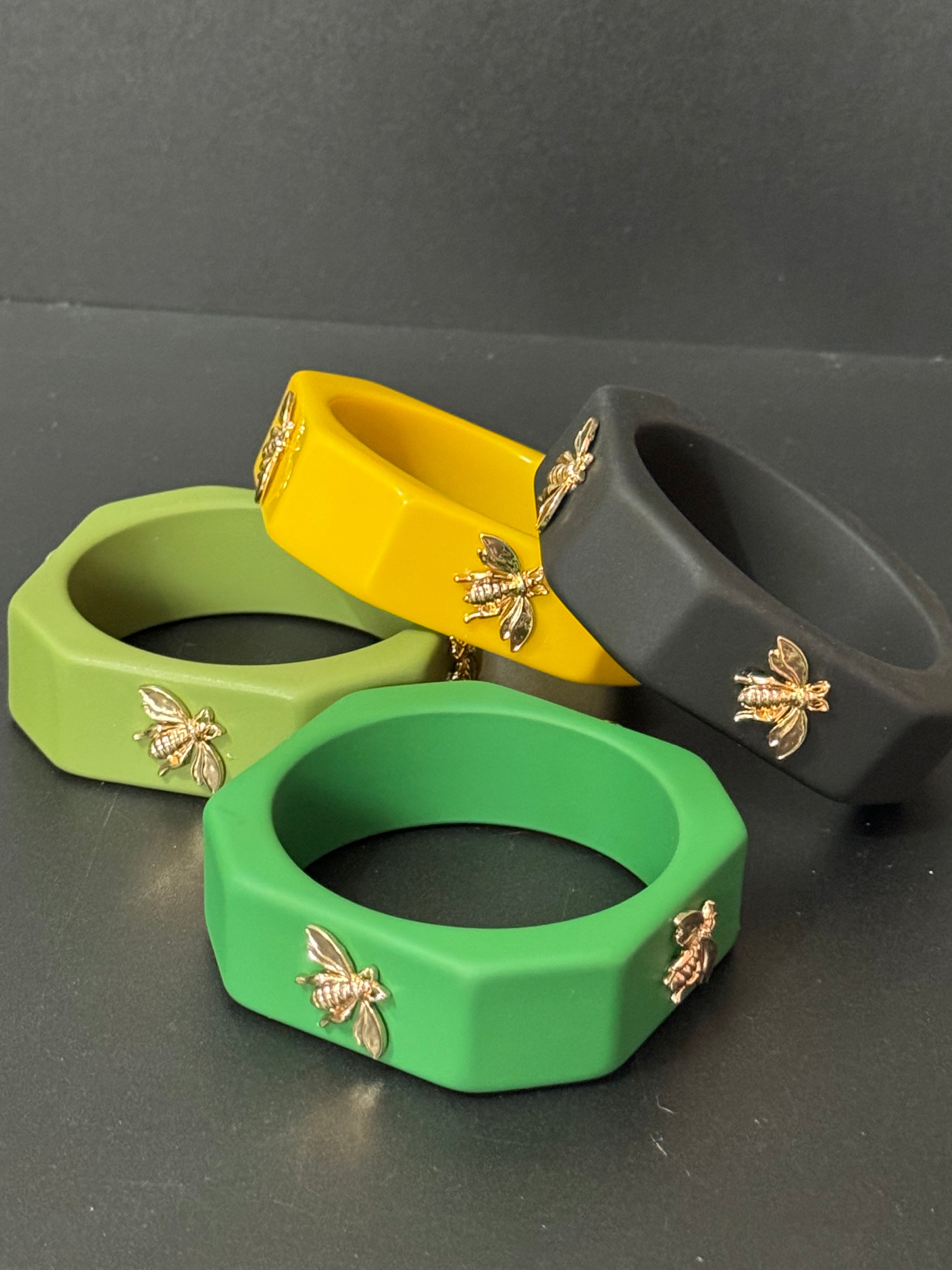 Mix and match octagonal wide coloured stacking bee bangles