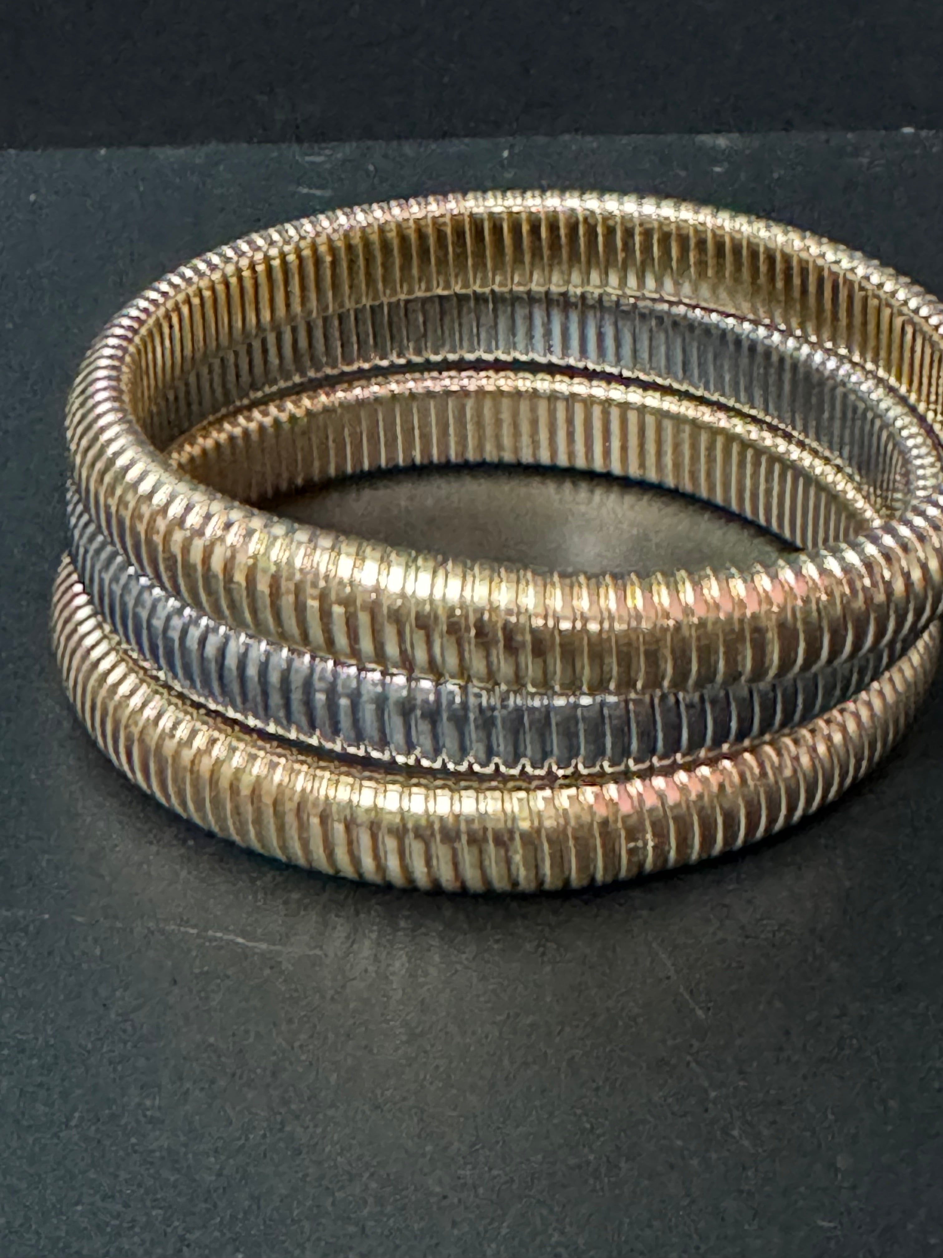 gold or silver tone omega bangle bracelets with stretch