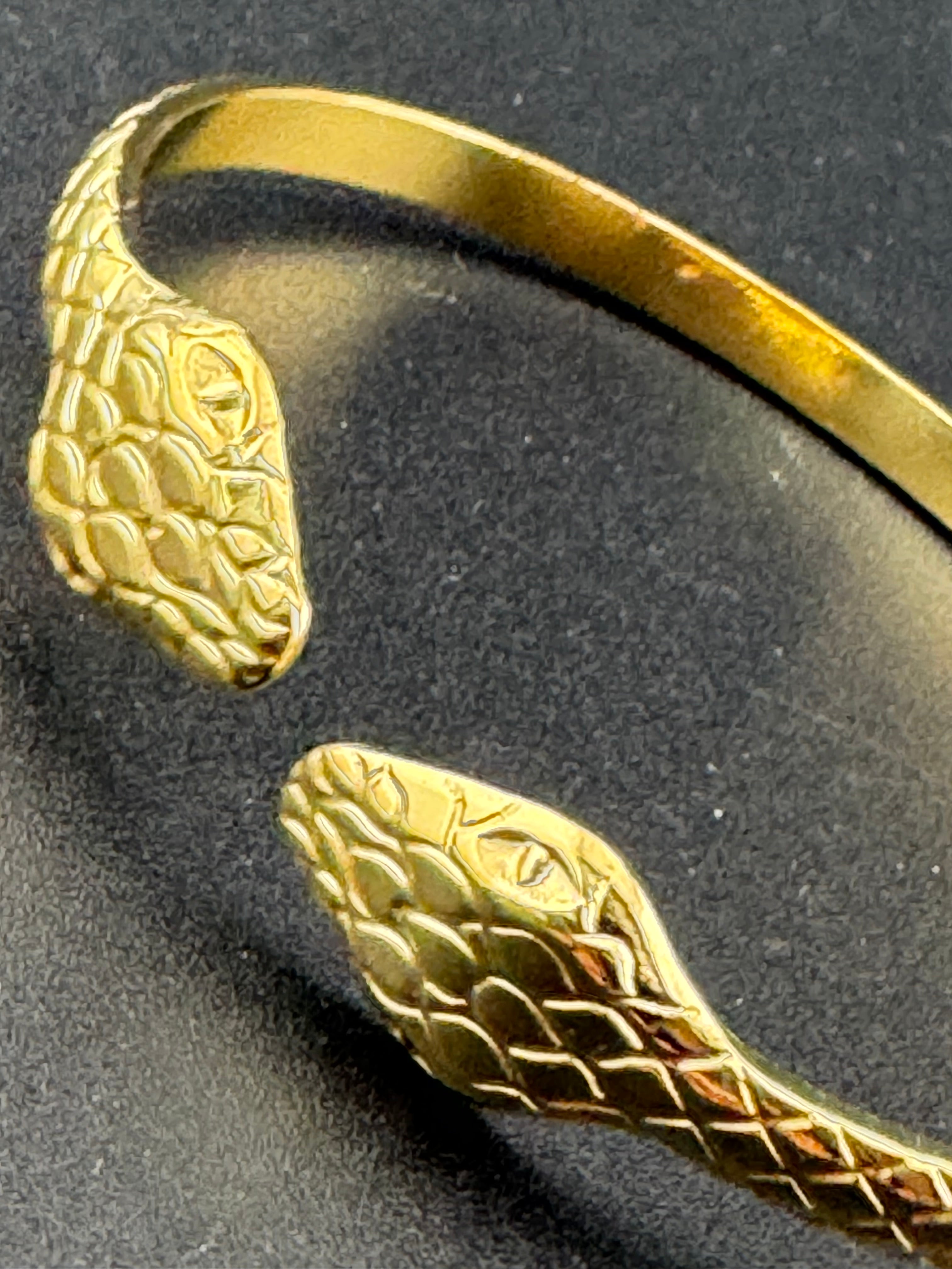 Vintage style gold tone snake bangle open bracelet