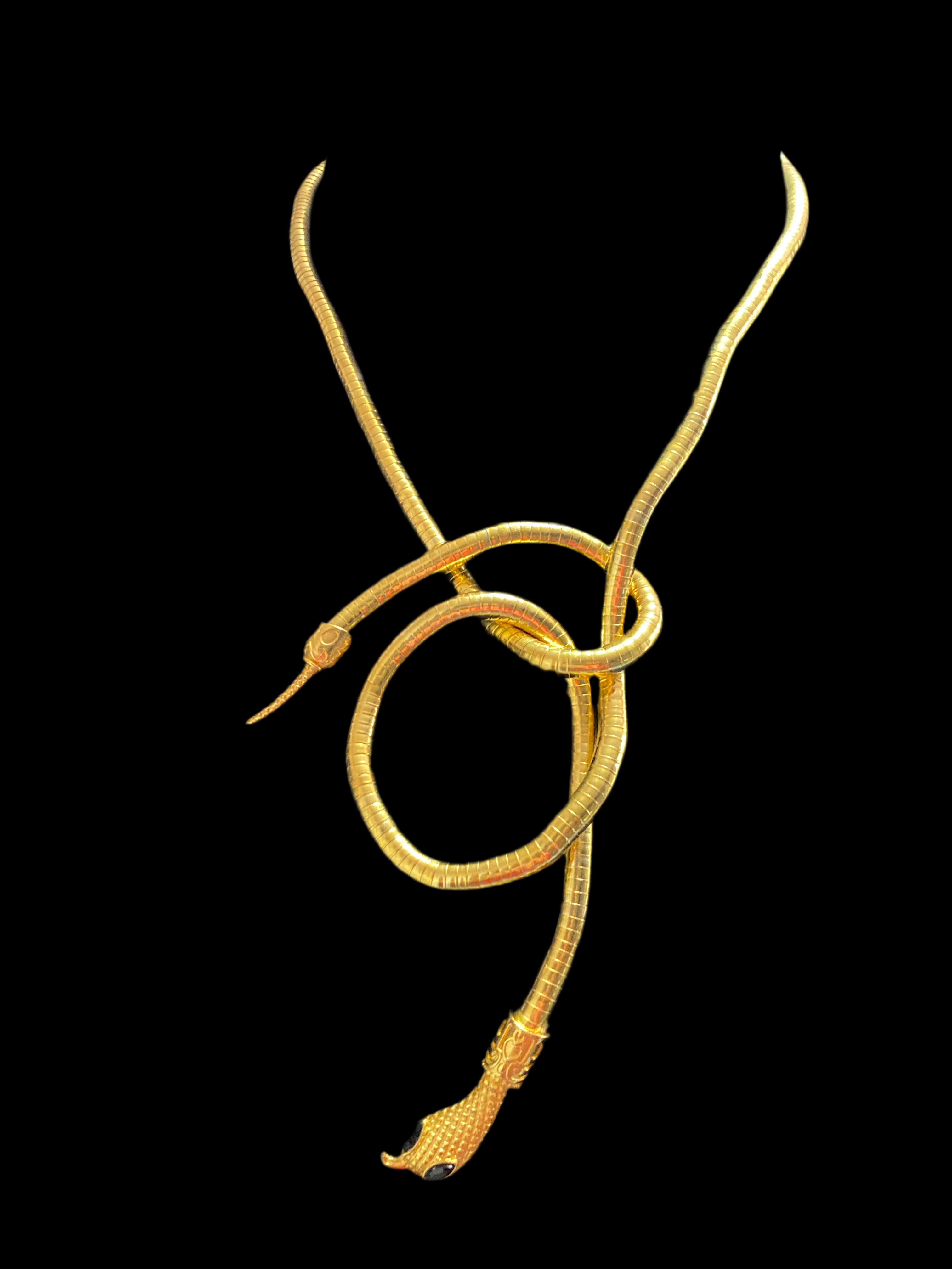 Gold bendy snake choker necklace