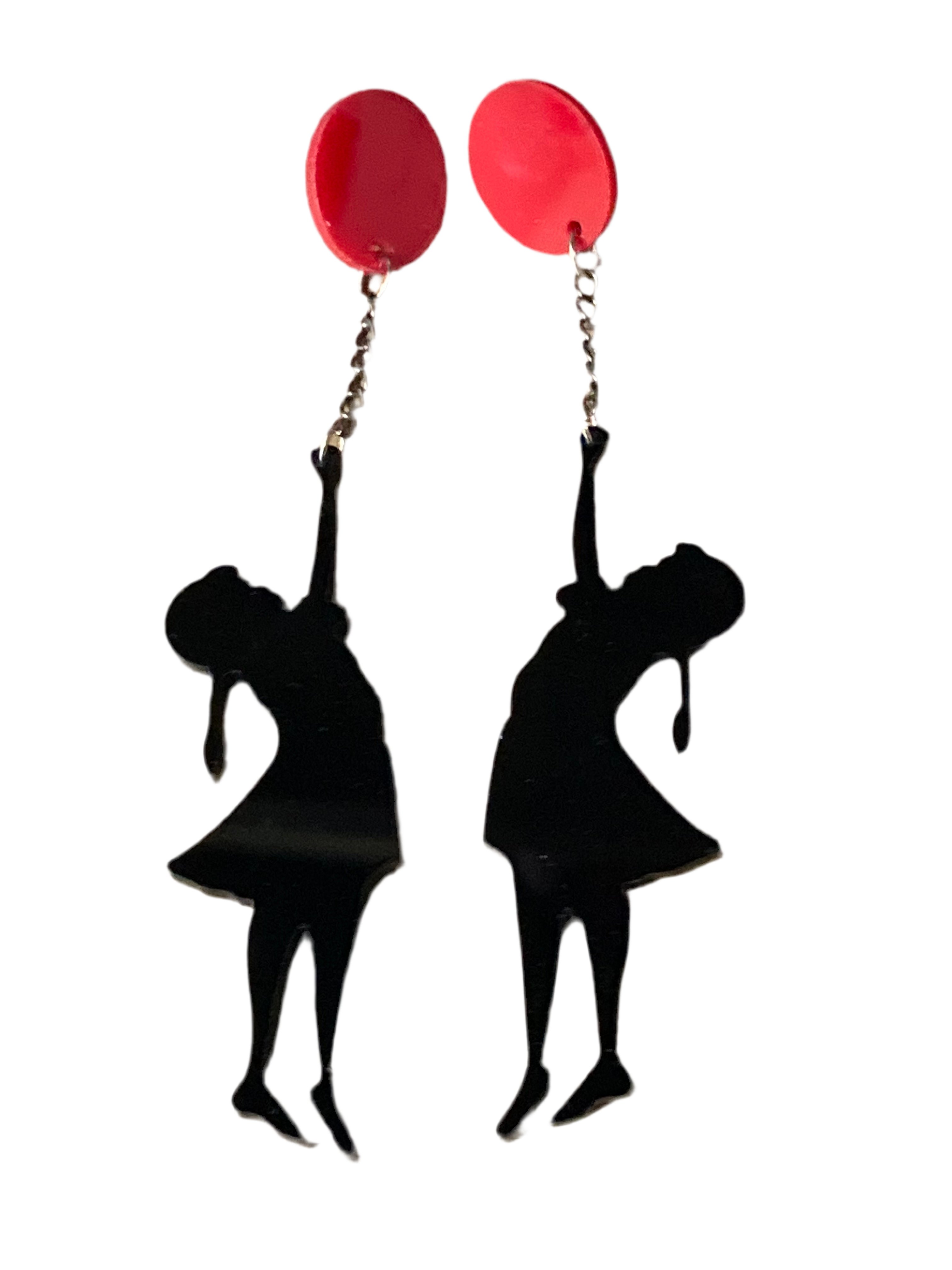 Banksy inspired girl with balloon earrings