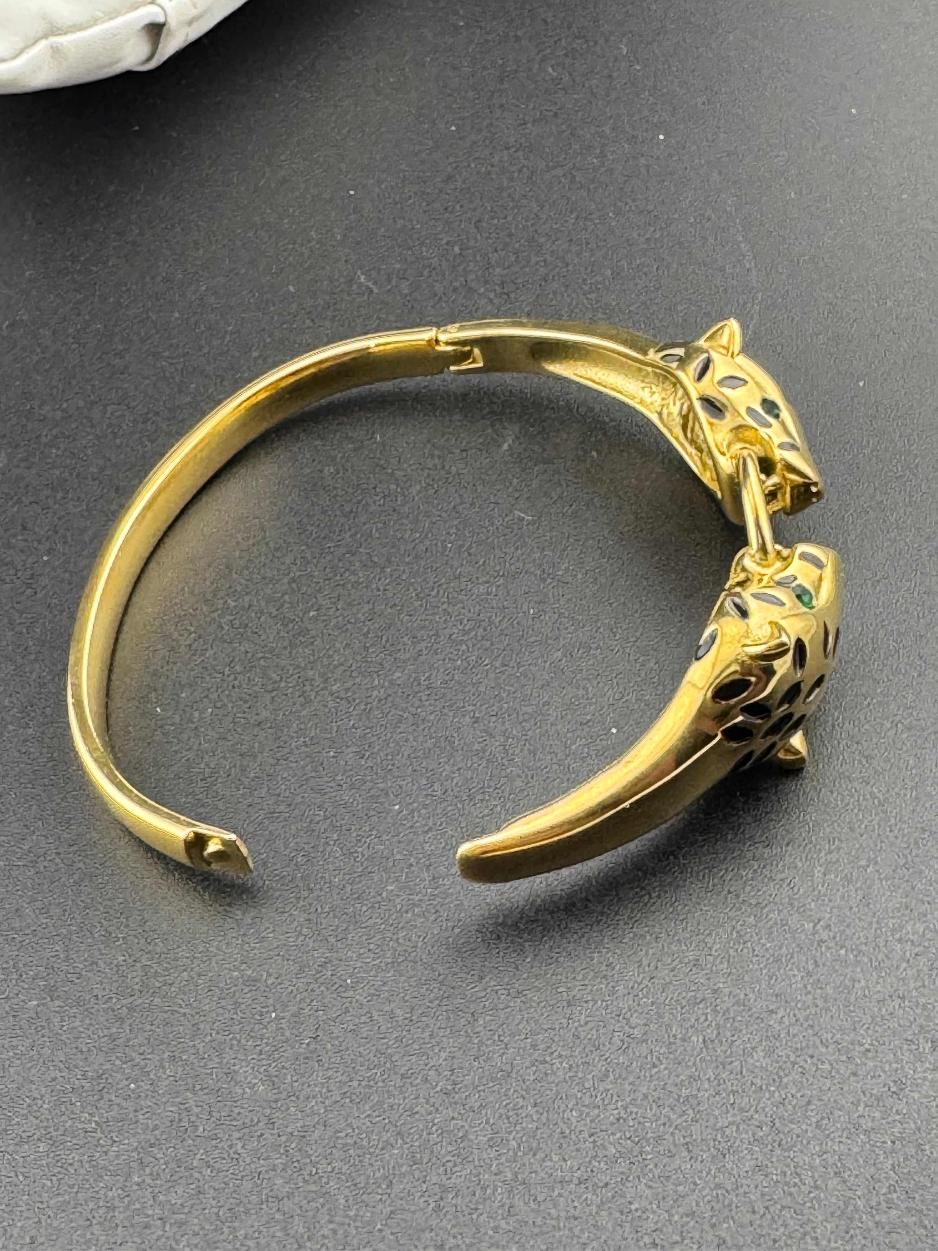 Classic gold Stainless Steel Crystal Leopard clamper Bangles Animal Bracelets