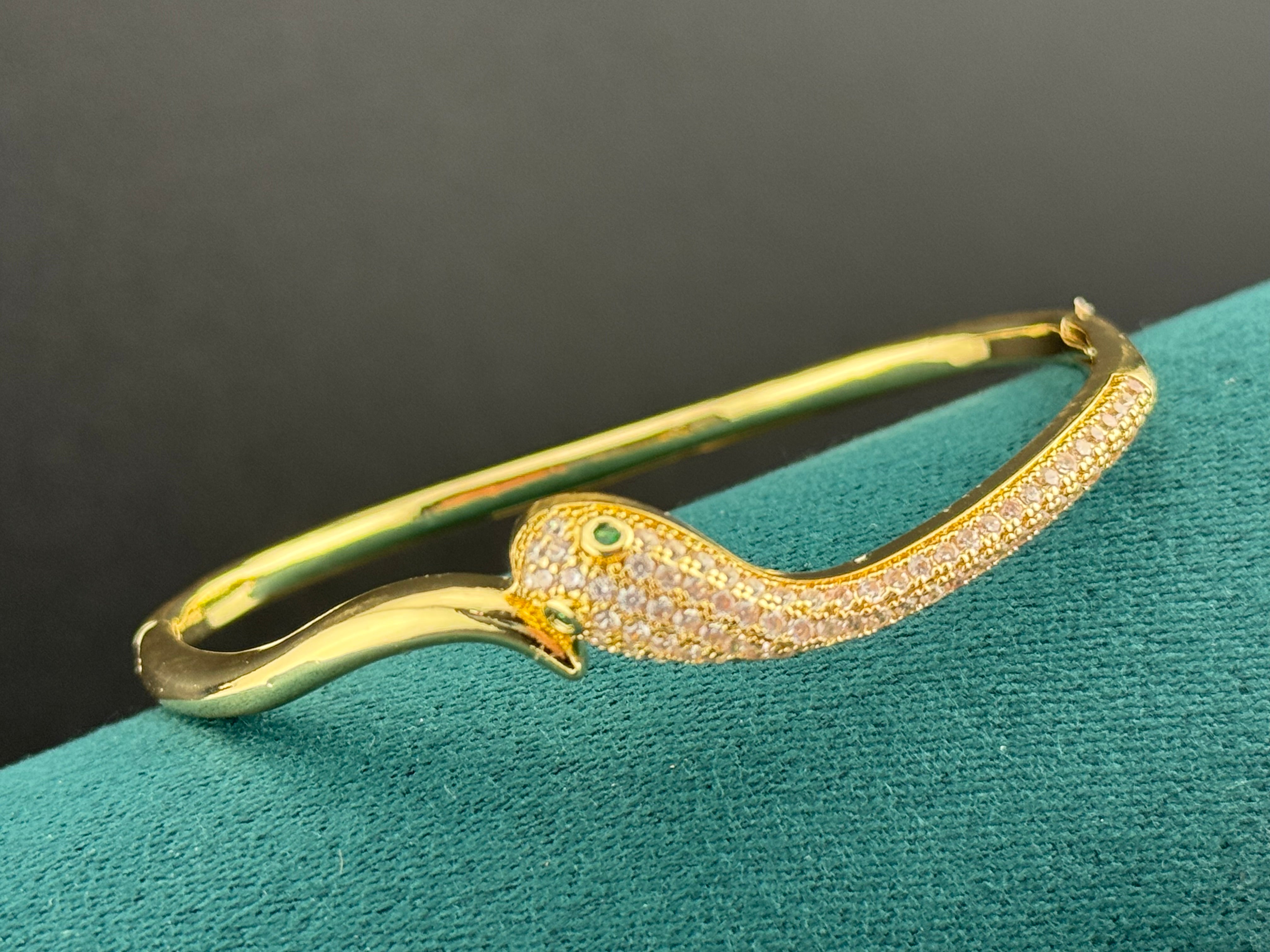 High end Hinged Gold plated CZ crystal diamanté snake bangle bracelet