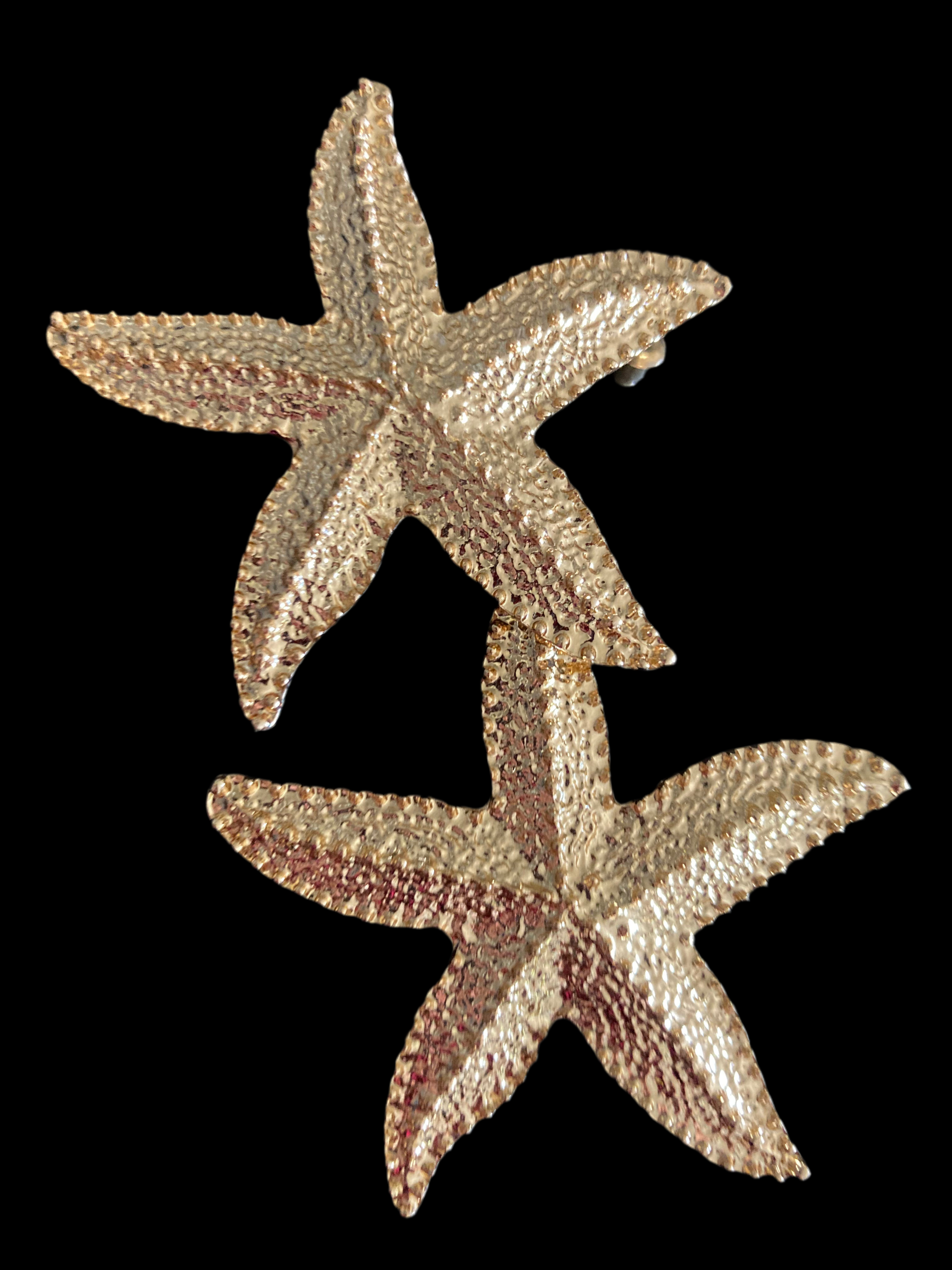 Oversized gold starfish earrings nautical