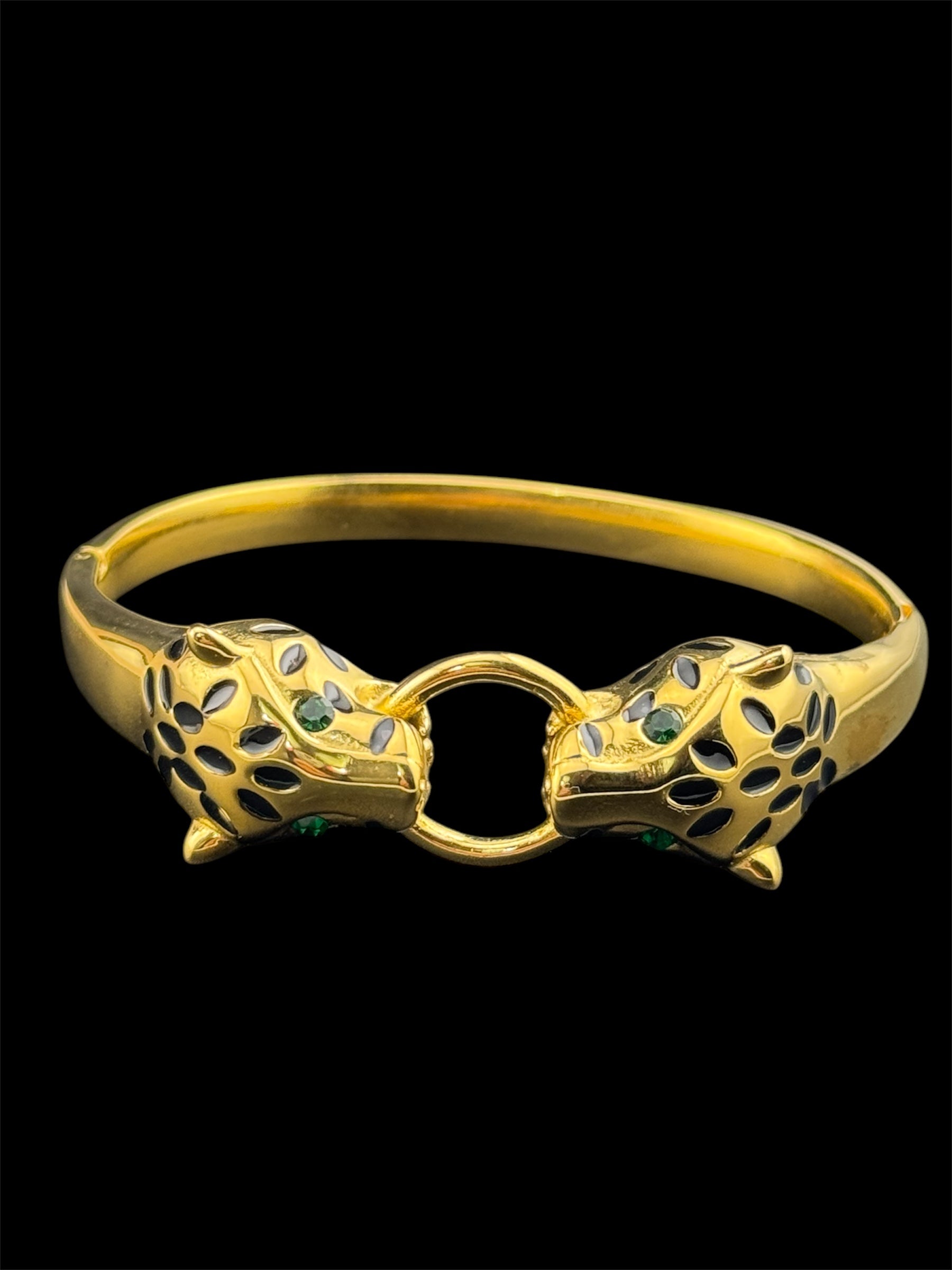 Classic gold Stainless Steel Crystal Leopard clamper Bangles Animal Bracelets