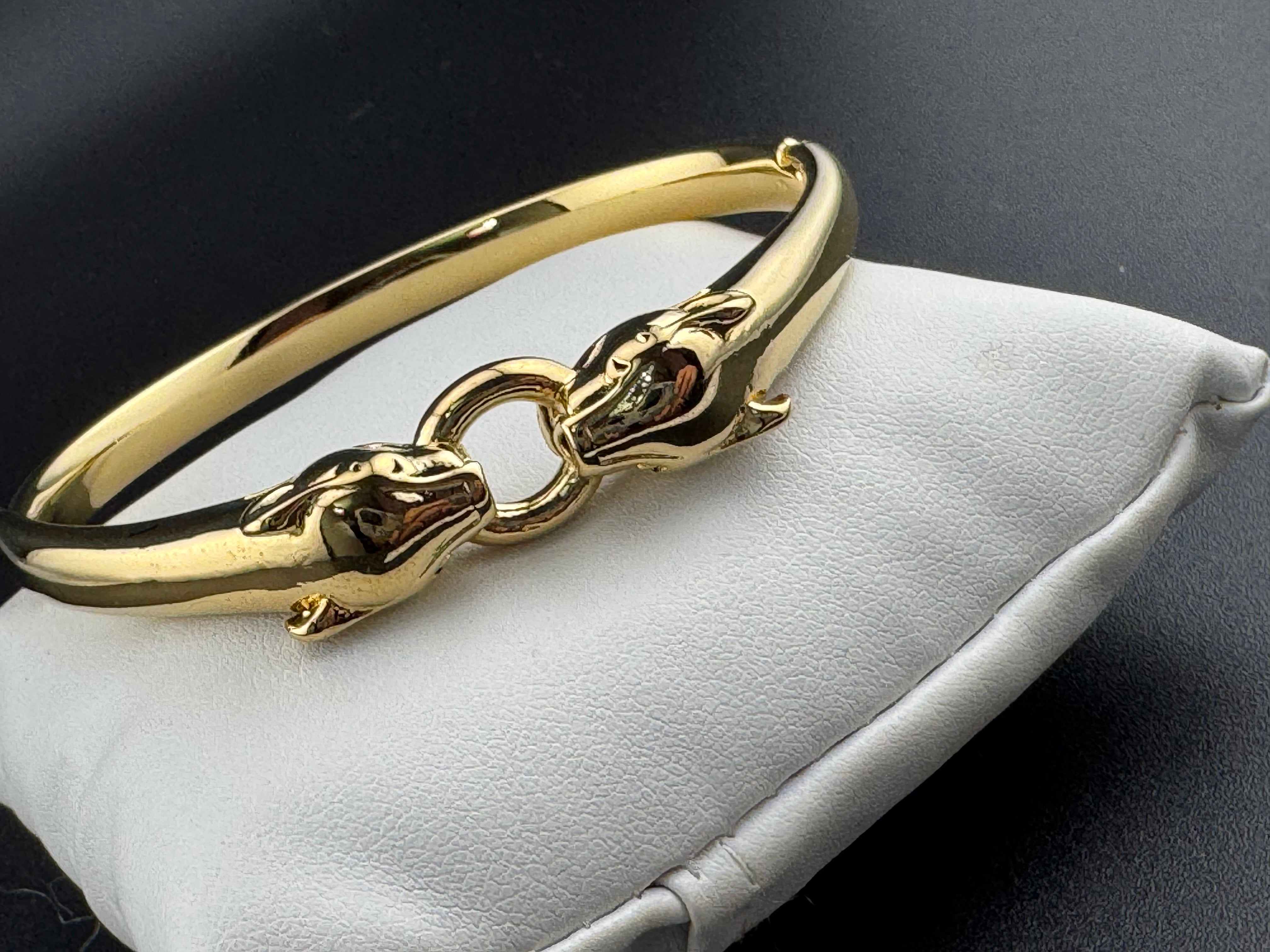 Classic gold Stainless Steel Crystal Leopard clamper Bangle Animal Bracelets