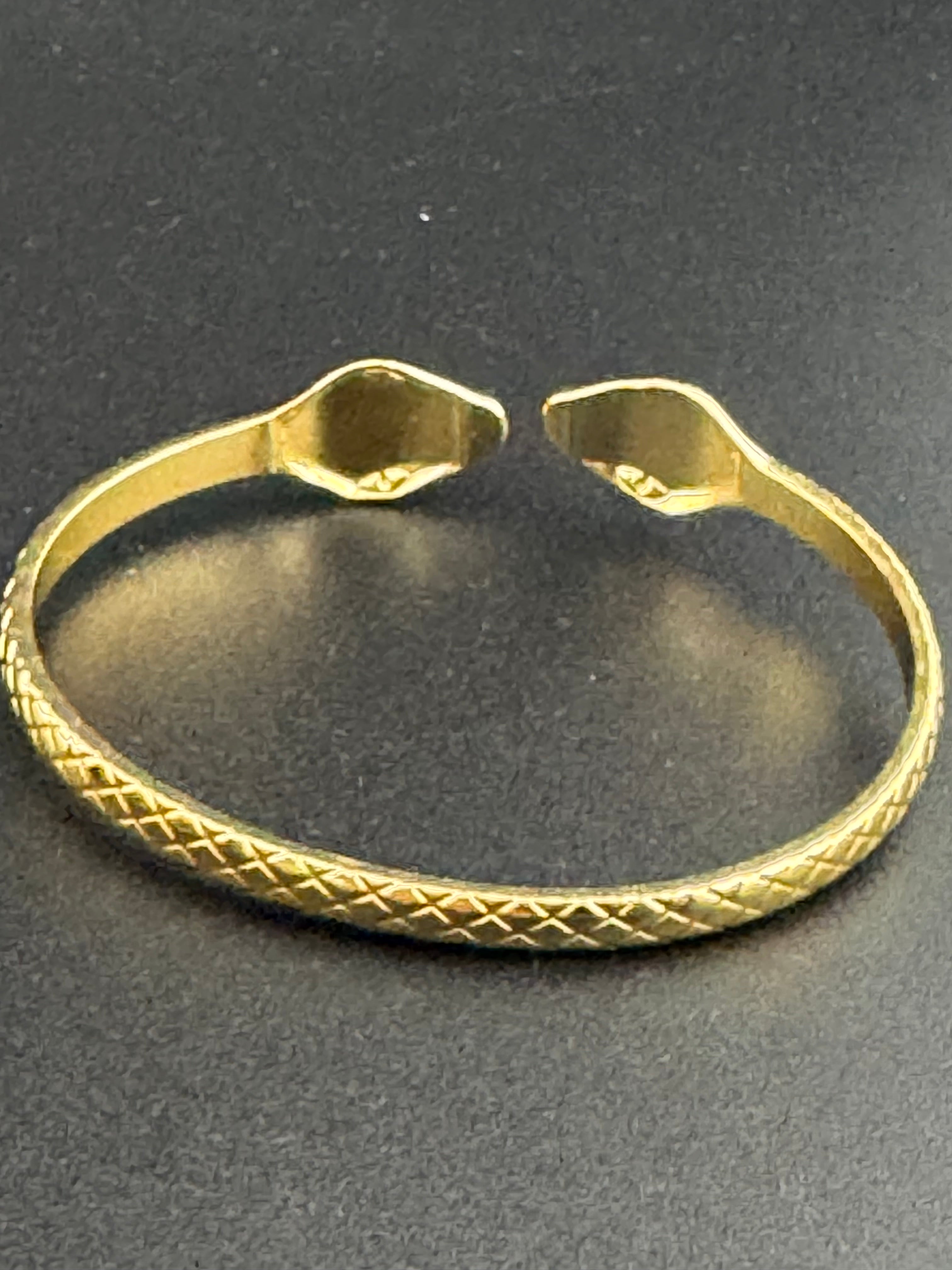 Vintage style gold tone snake bangle open bracelet