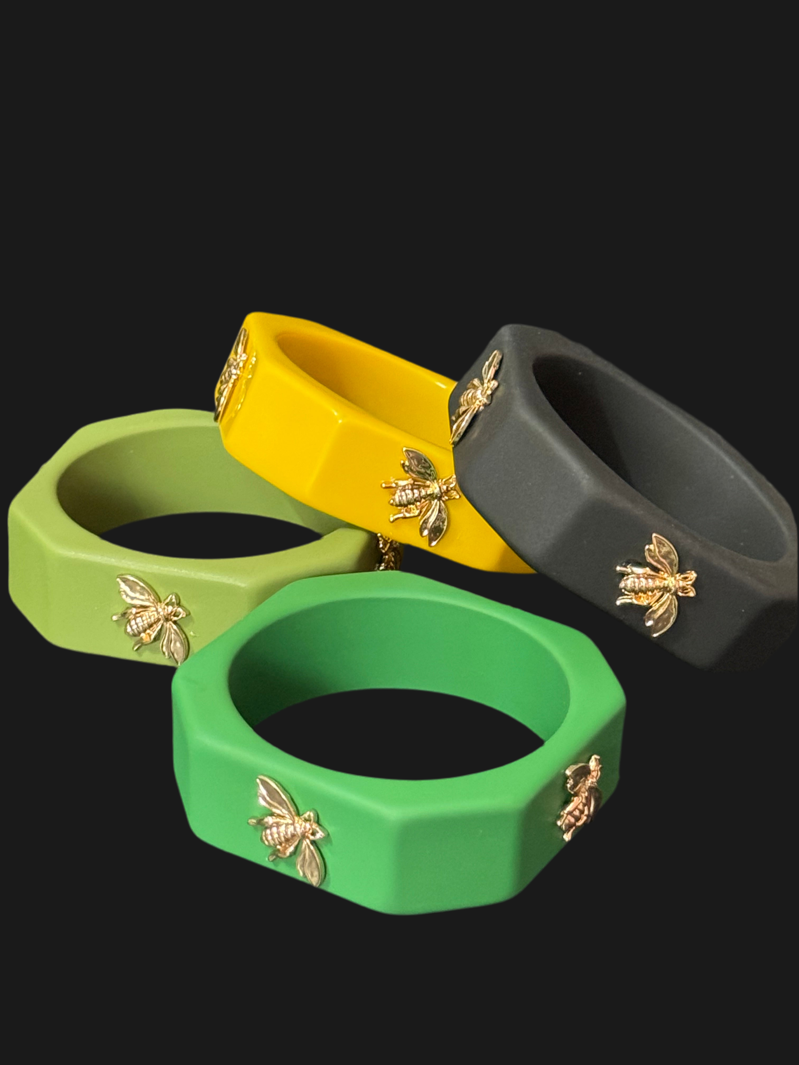 Mix and match octagonal wide coloured stacking bee bangles