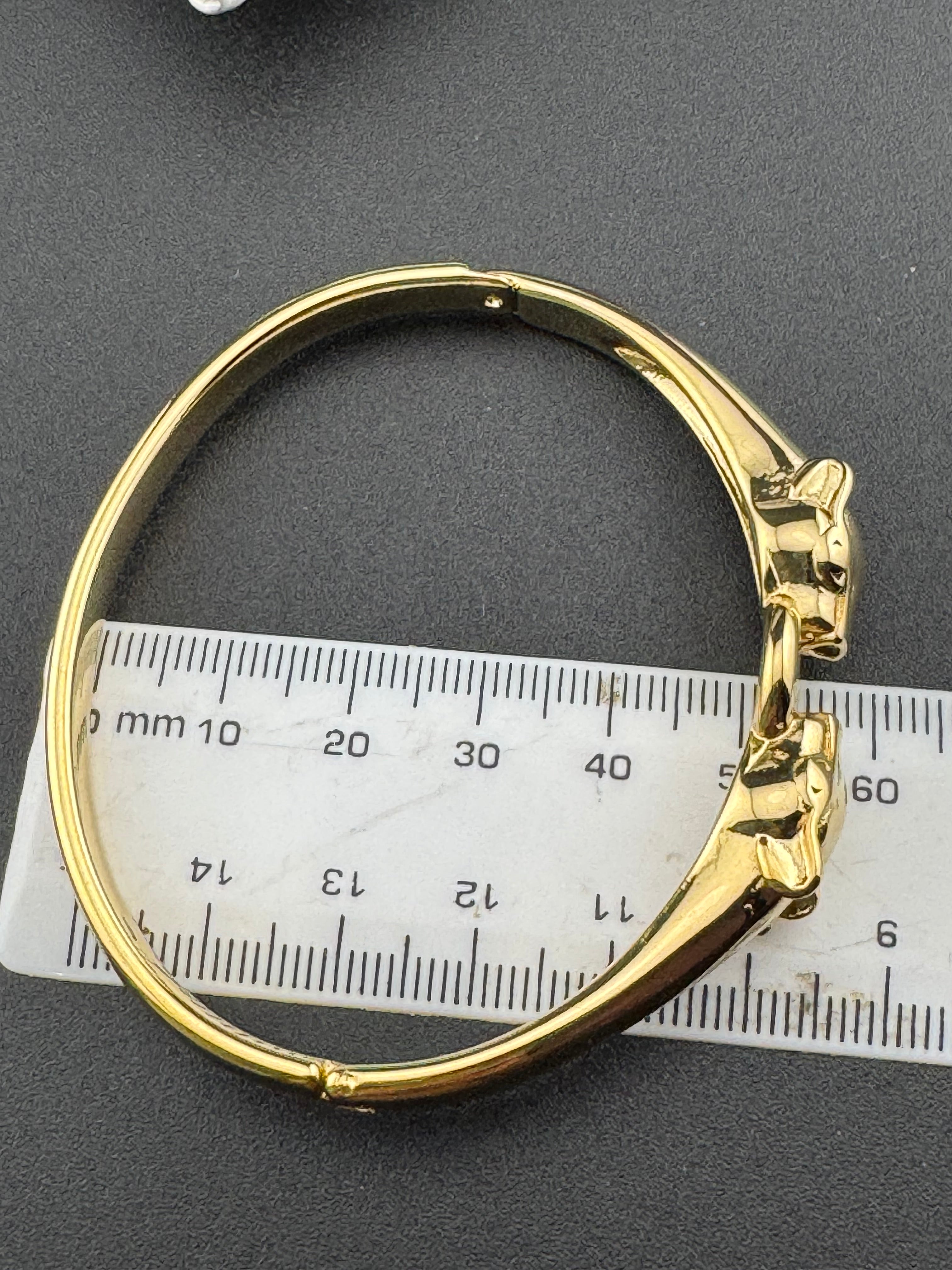 Classic gold Stainless Steel Crystal Leopard clamper Bangle Animal Bracelets