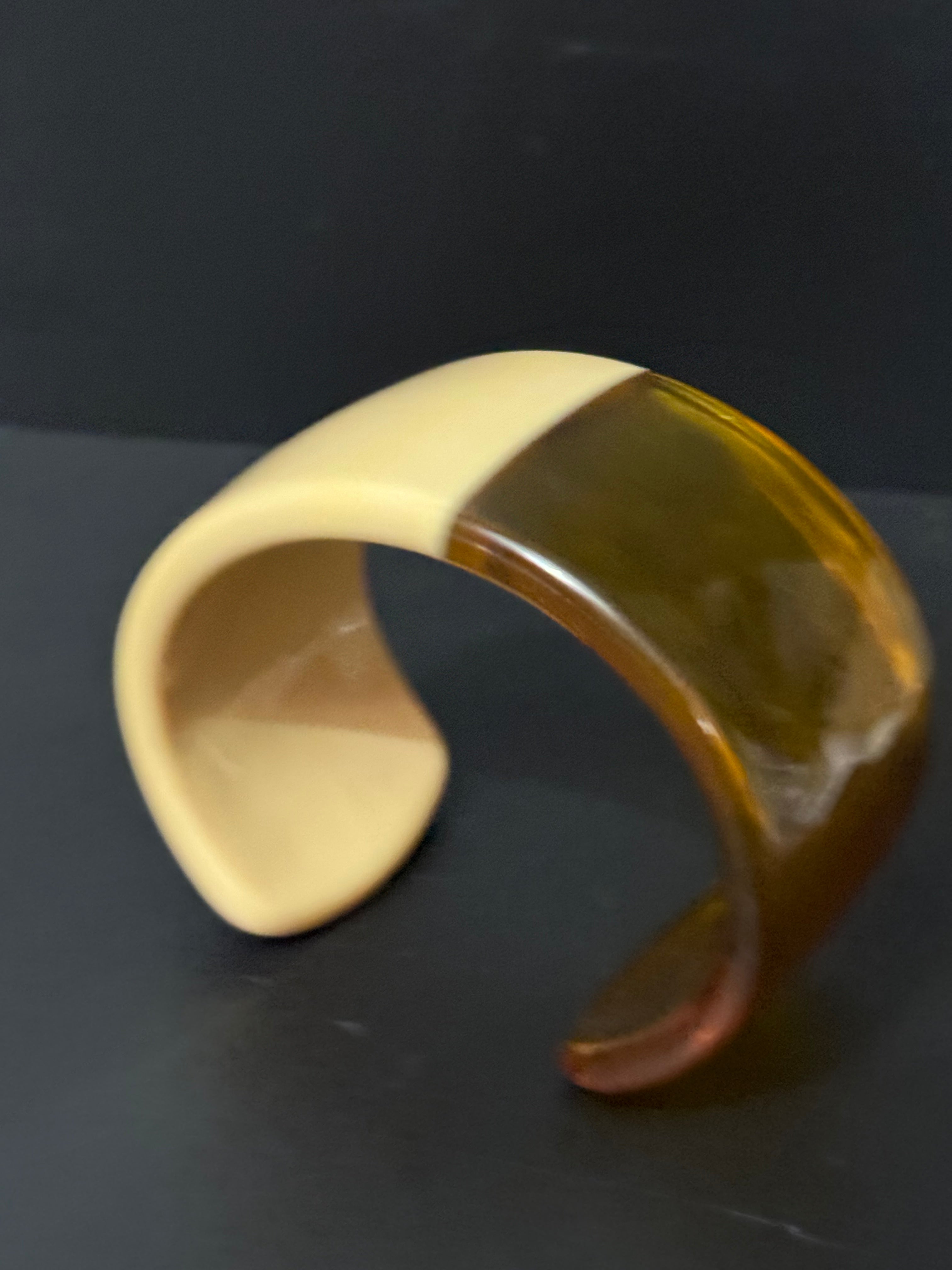 4cm wide open faux tortoiseshell cuff bangle in olive green or cream