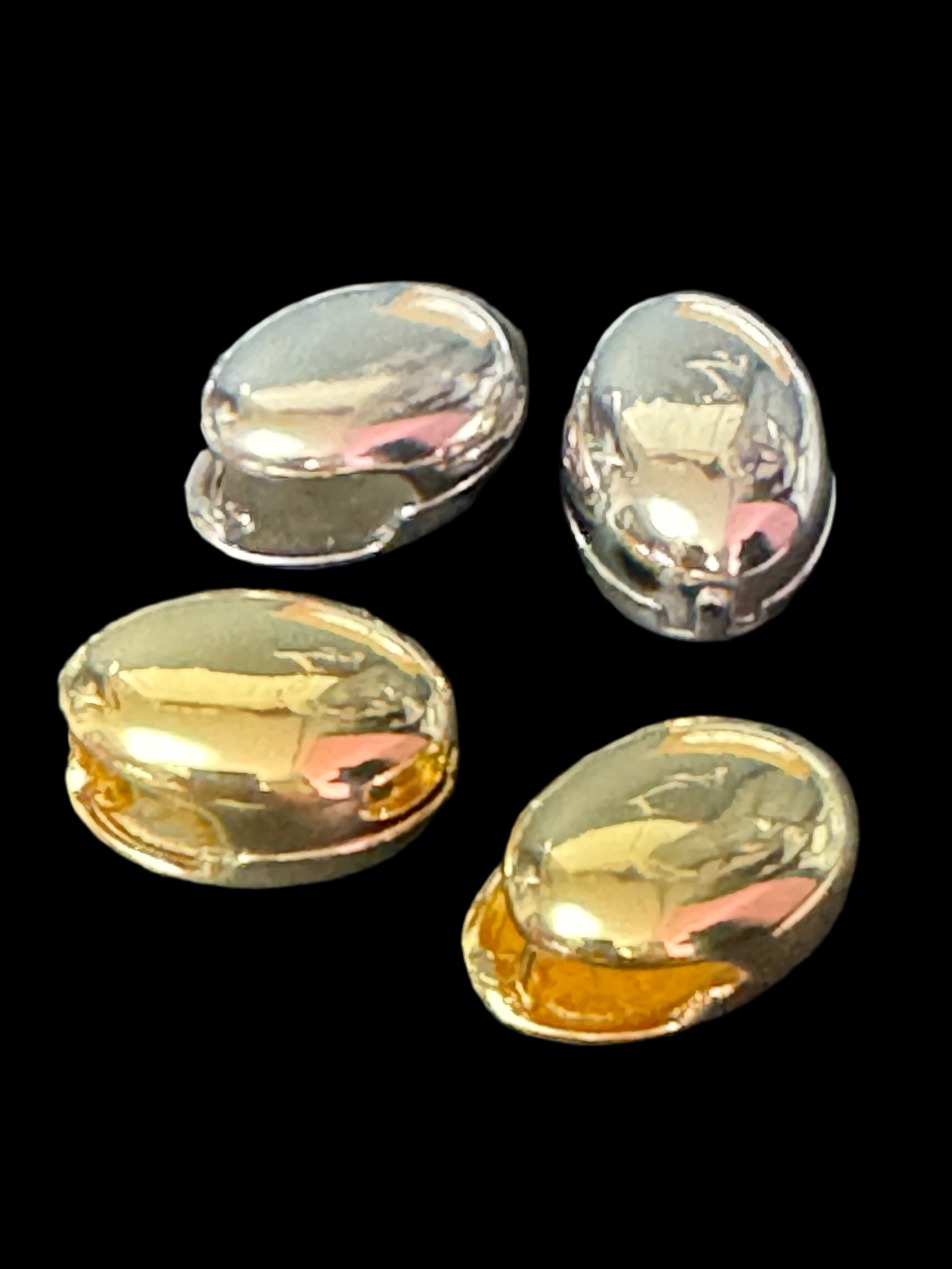 Mirror shine 2cm oval gold or silver tone pebble earrings for pierced ears