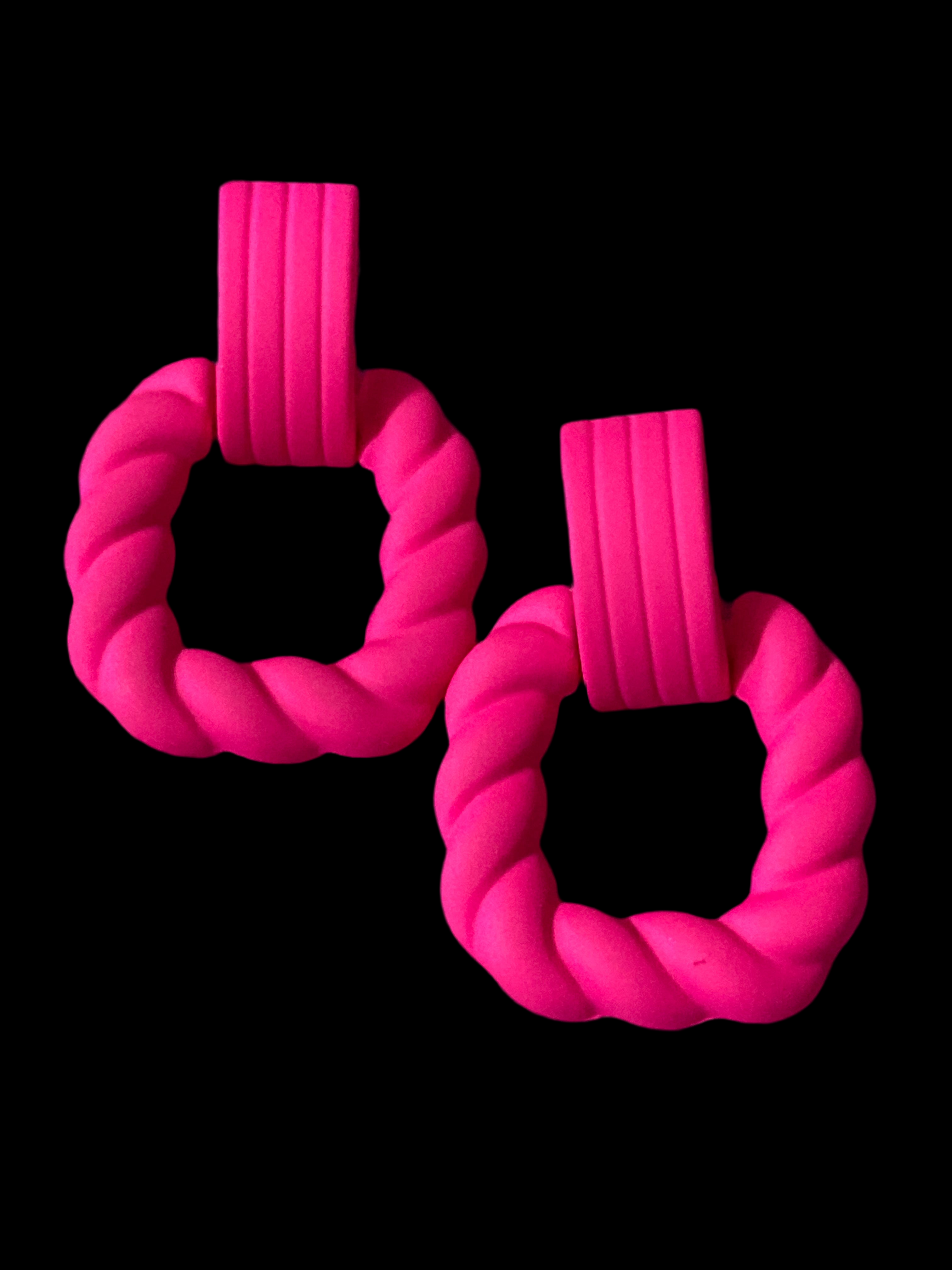 Bright Pink nautical rope twist door knocker earrings