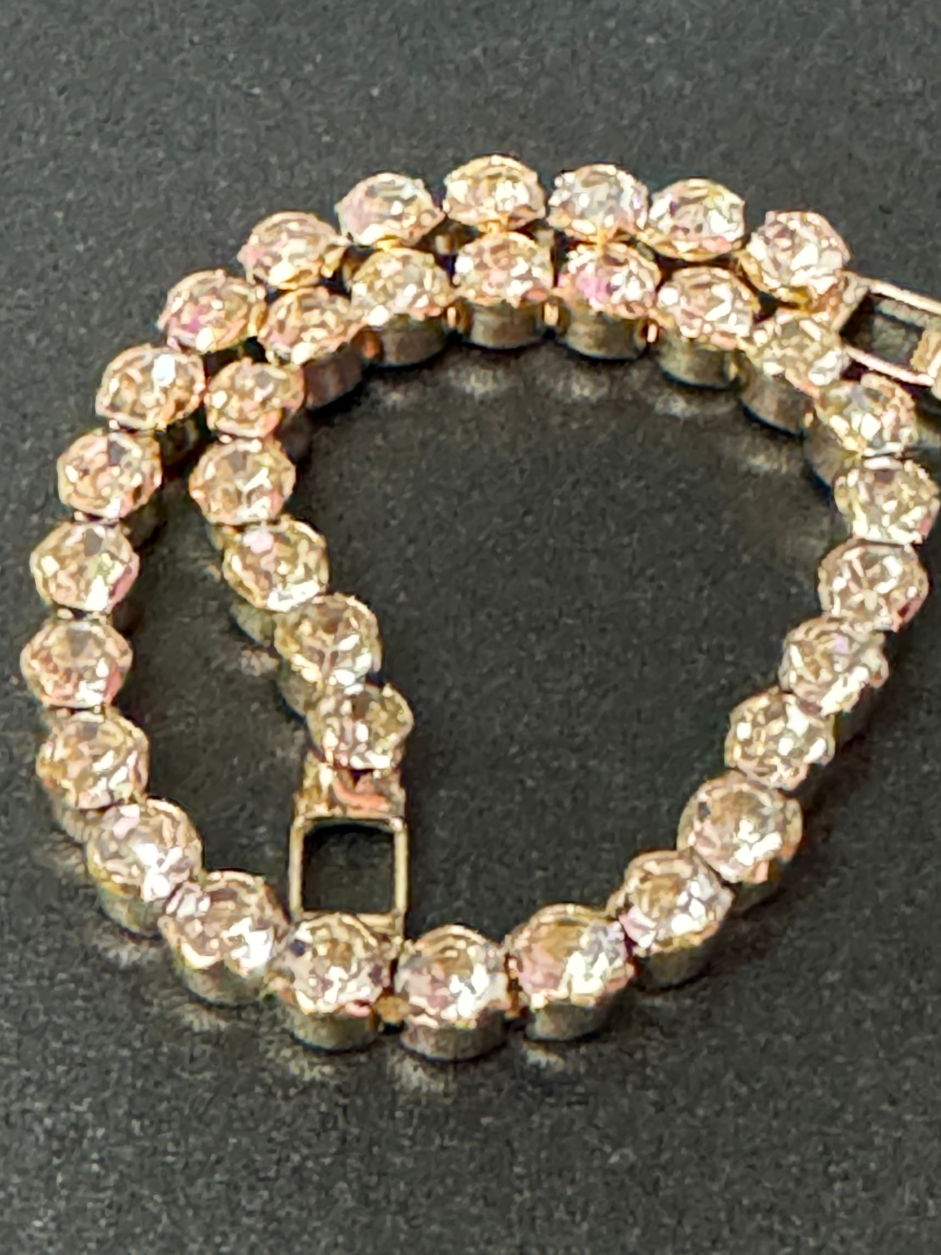 Mix and match silver and gold tone slim bezel set clear crystal tennis bracelets