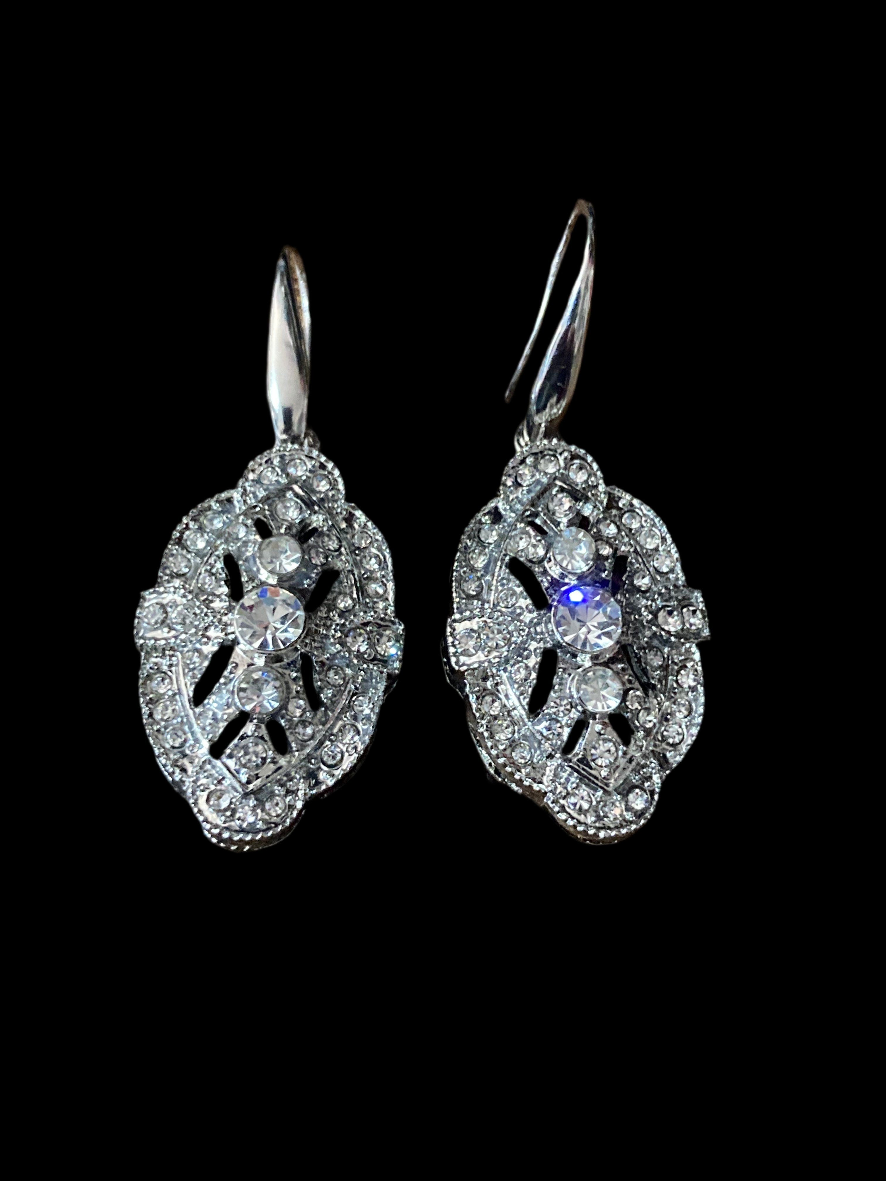 art deco diamanté earrings antique style