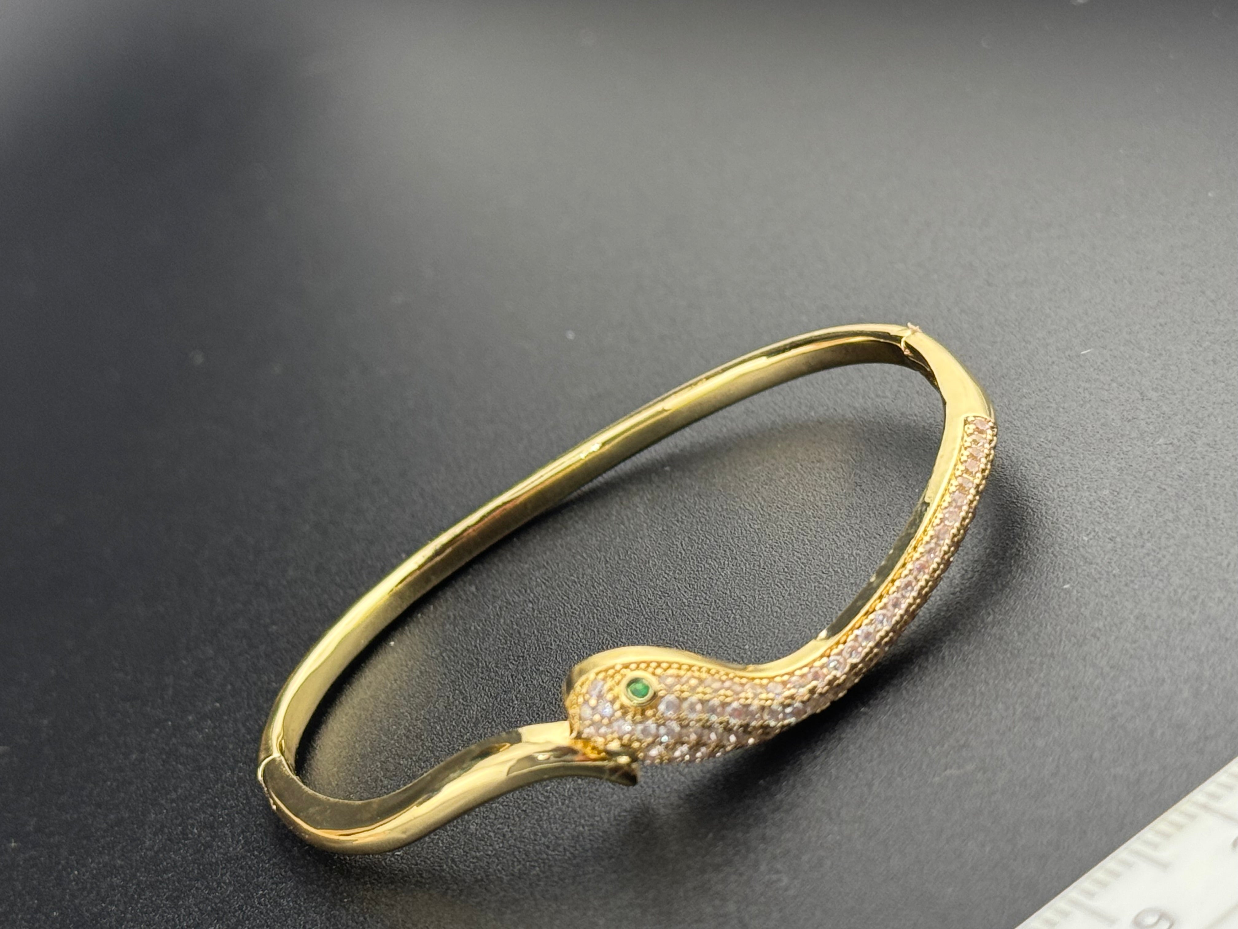 High end Hinged Gold plated CZ crystal diamanté snake bangle bracelet