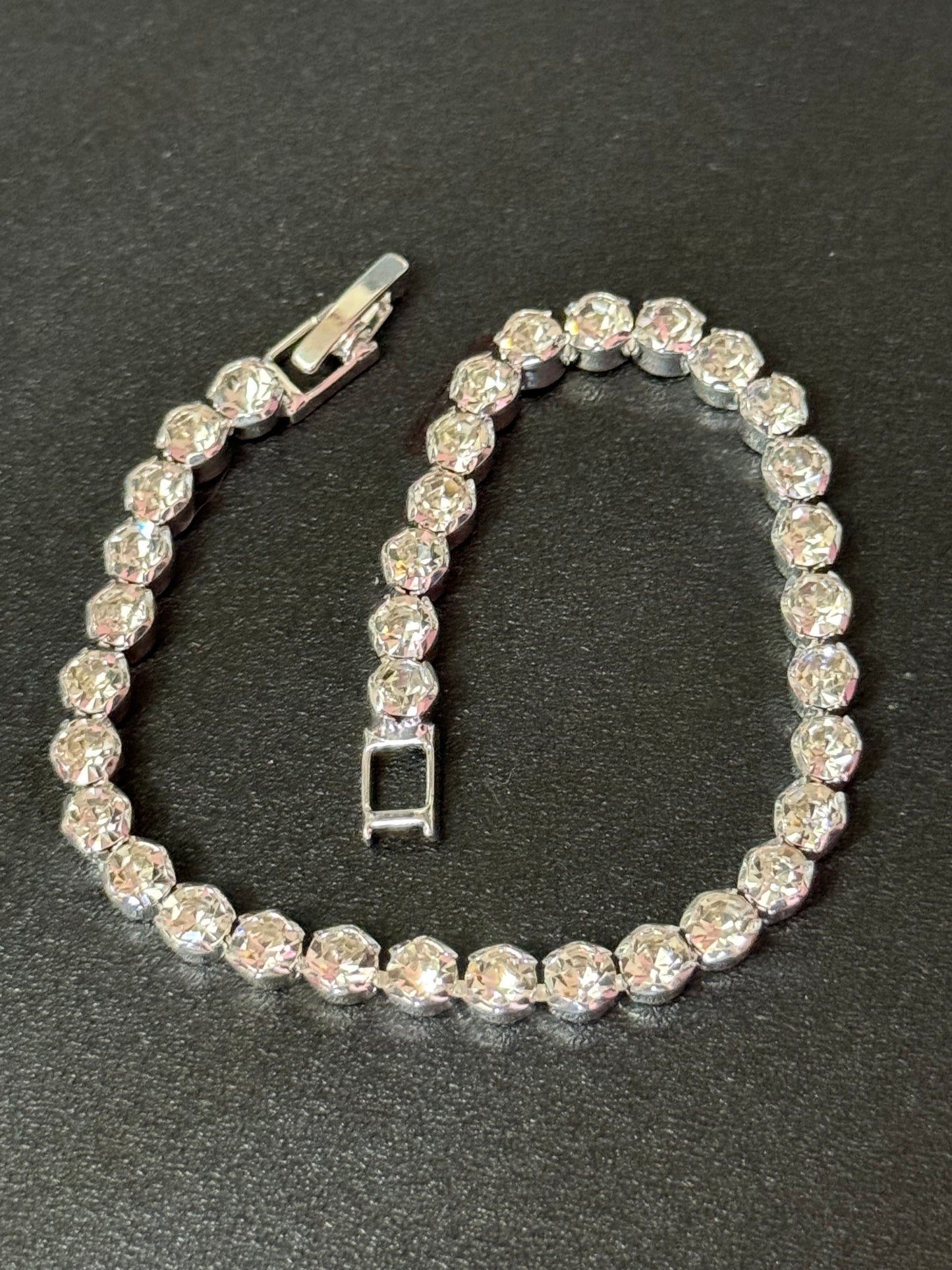 Mix and match silver and gold tone slim bezel set clear crystal tennis bracelets