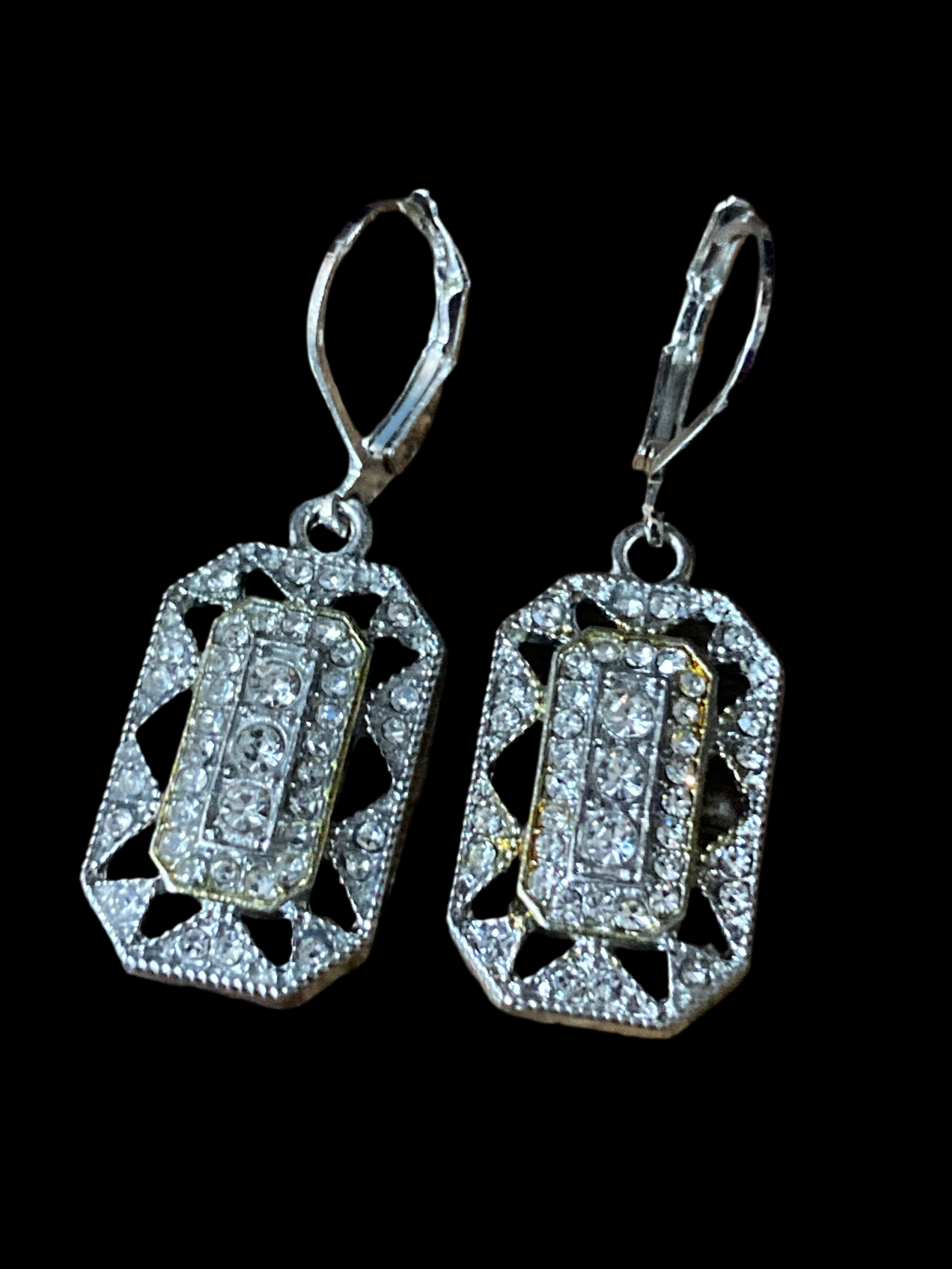 Art deco diamanté geometric octagonal earrings