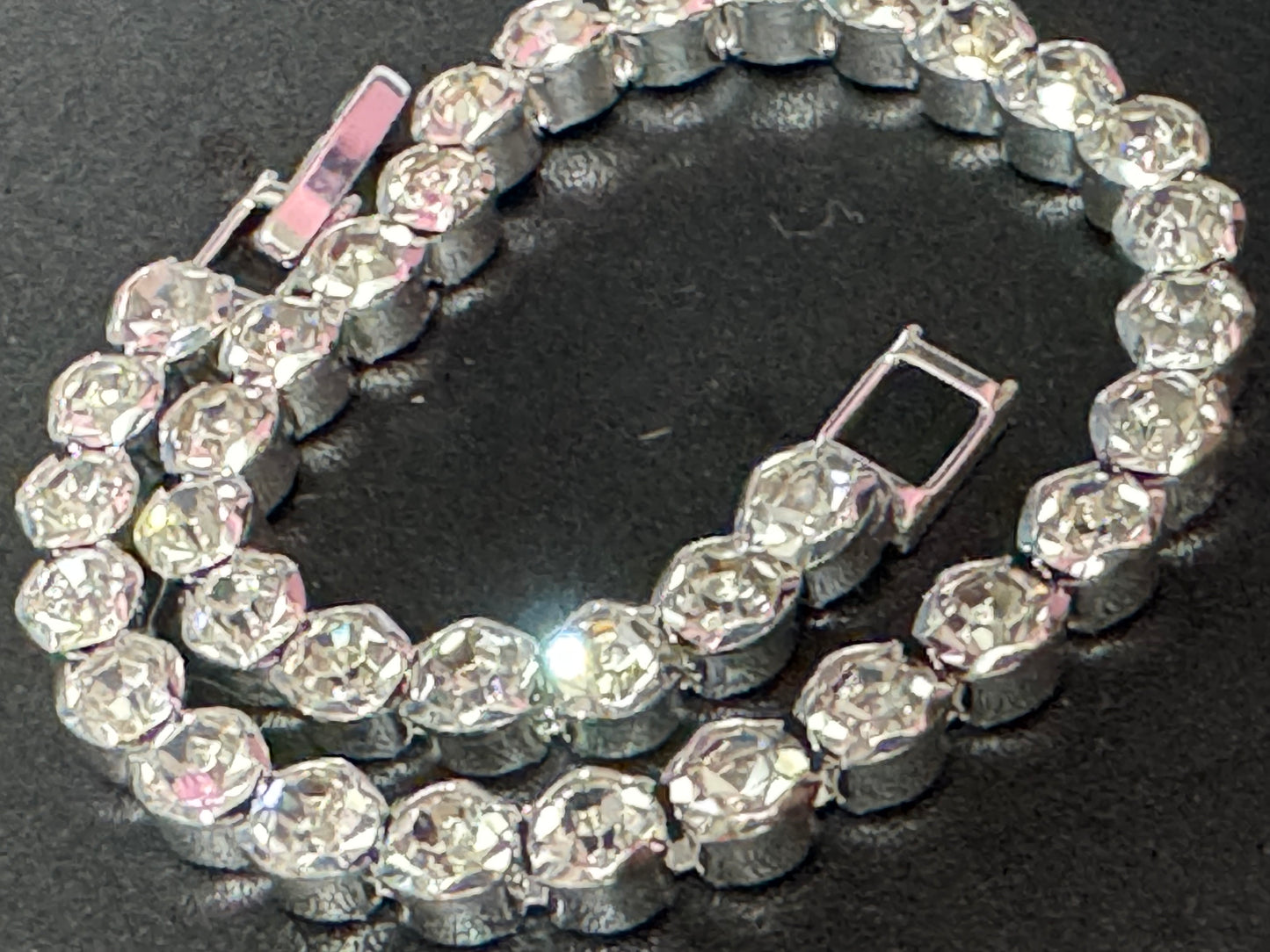 Mix and match silver and gold tone slim bezel set clear crystal tennis bracelets