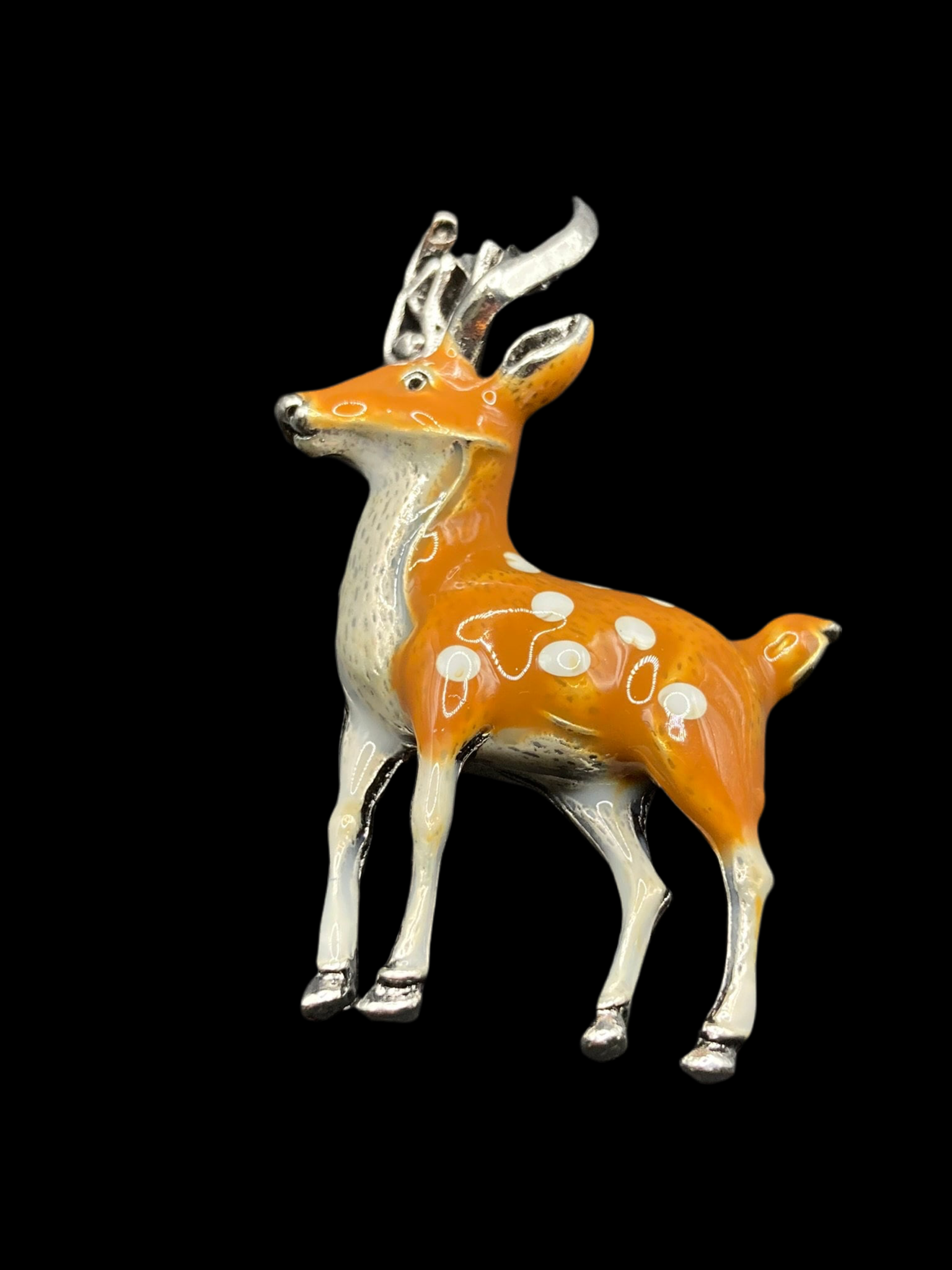 brown Enamel deer Fawn stag brooch woodland animal