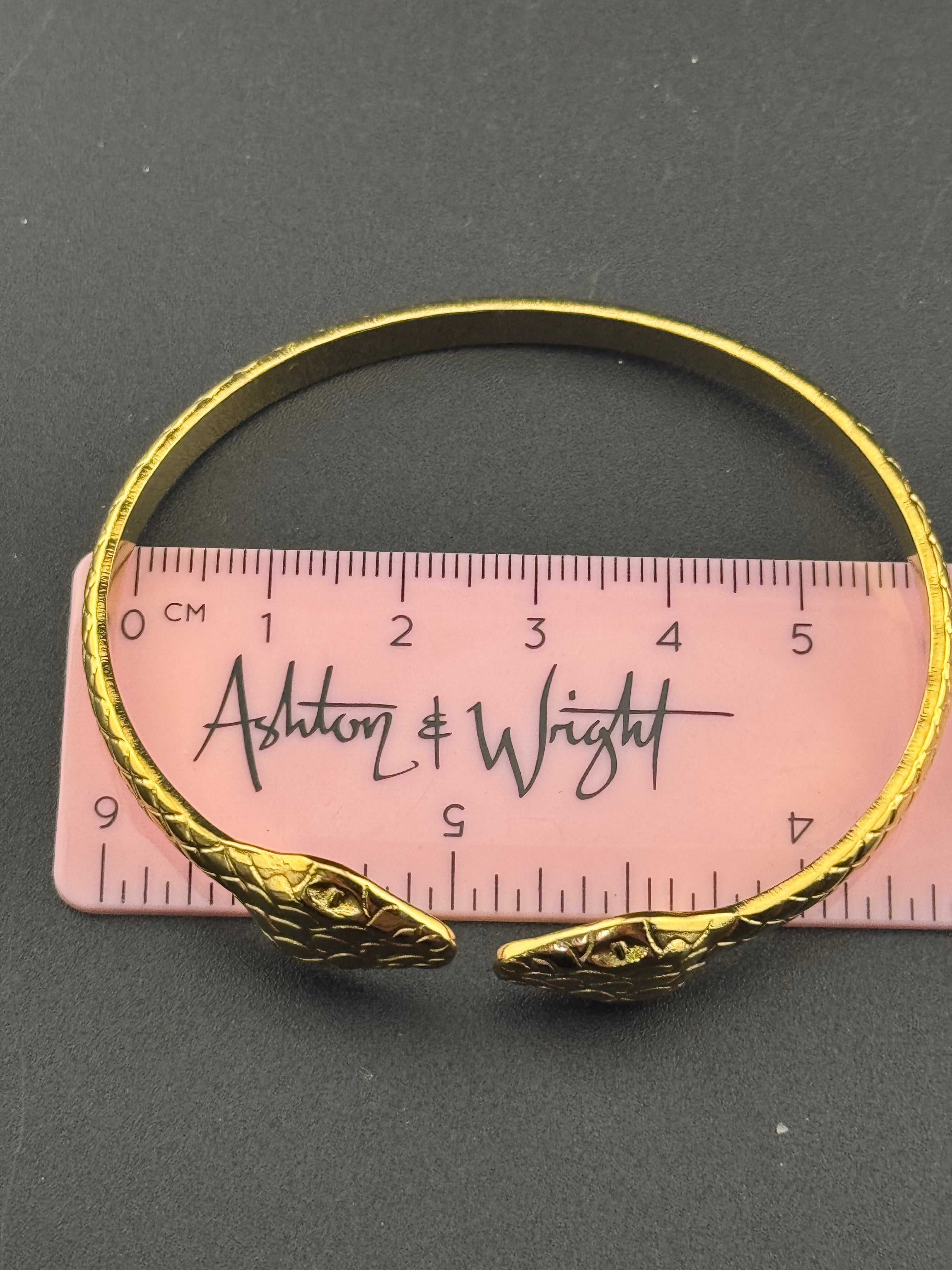 Vintage style gold tone snake bangle open bracelet