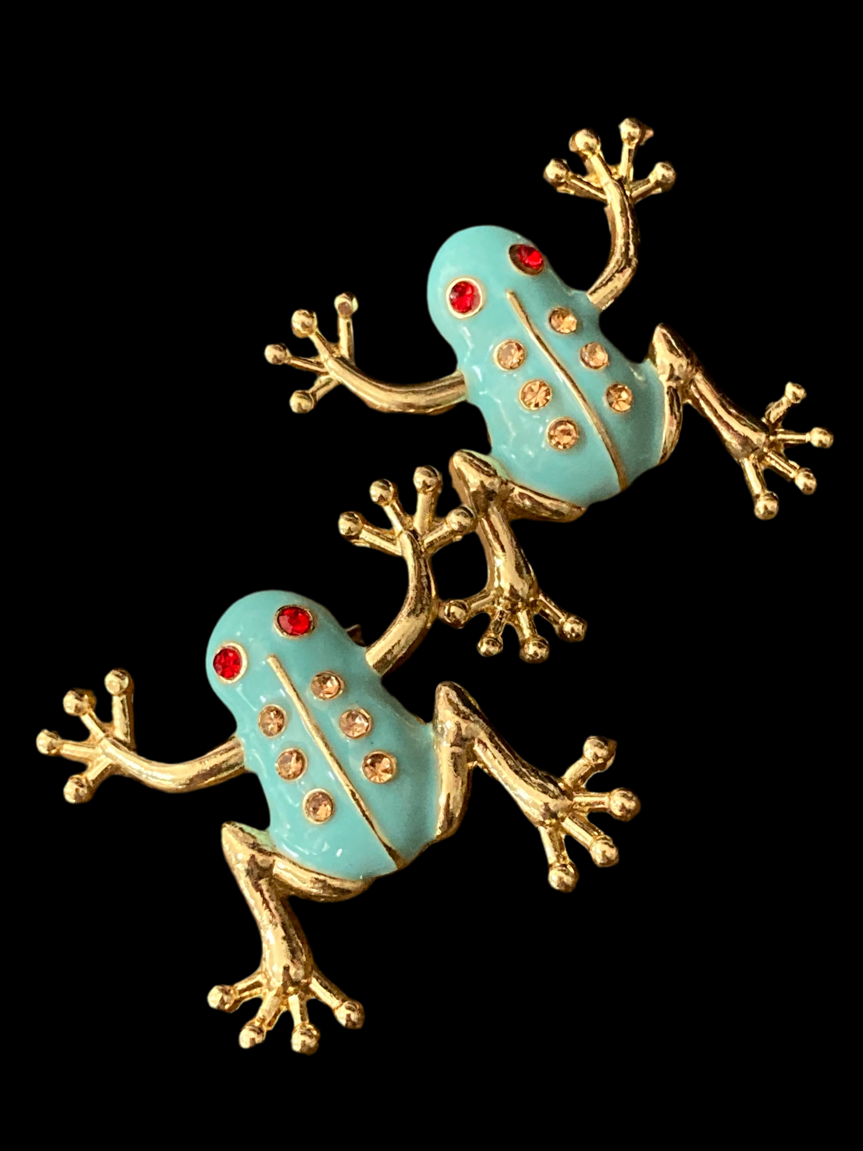 Oversized gold diamanté frog earrings