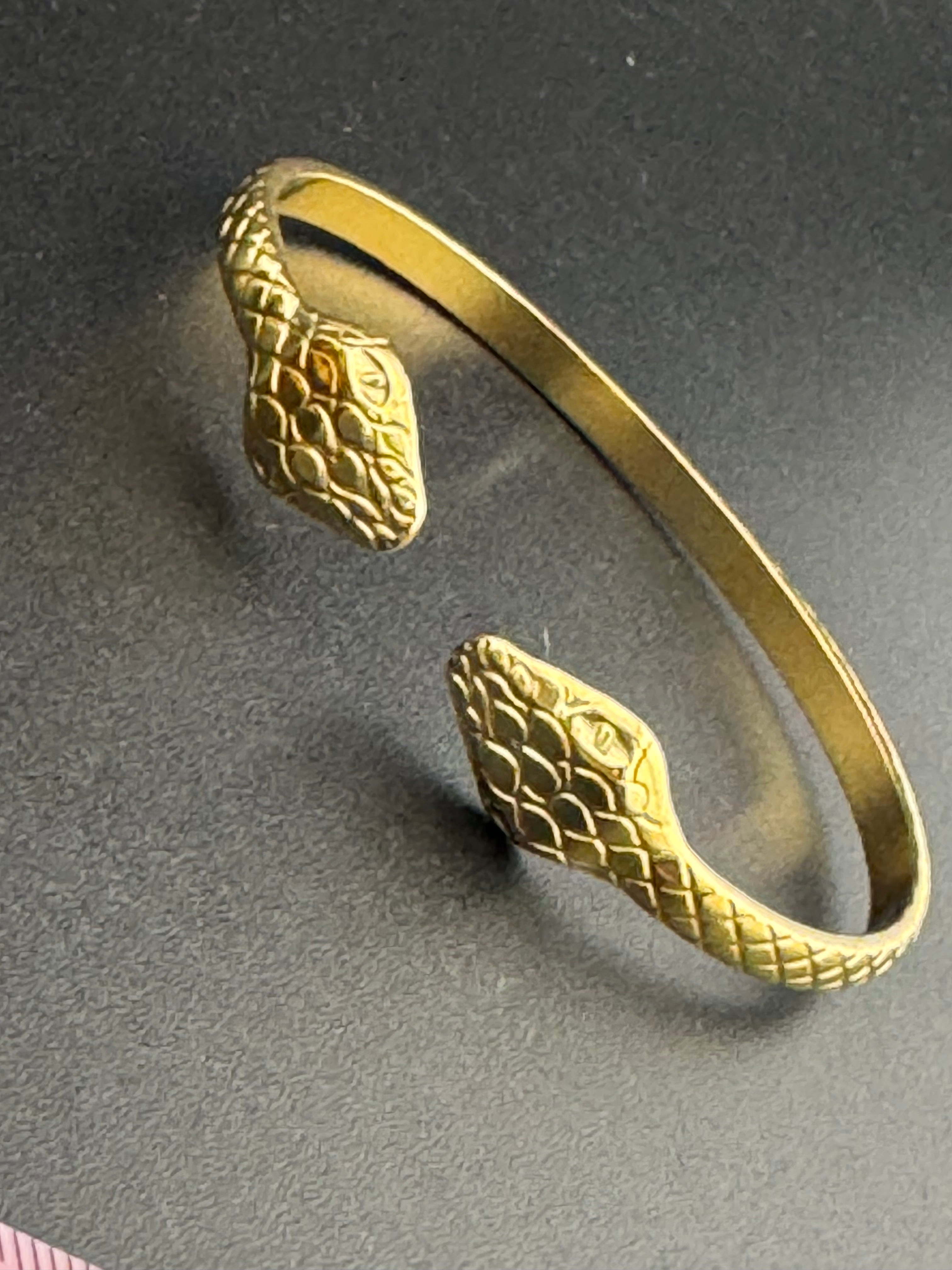 Vintage style gold tone snake bangle open bracelet