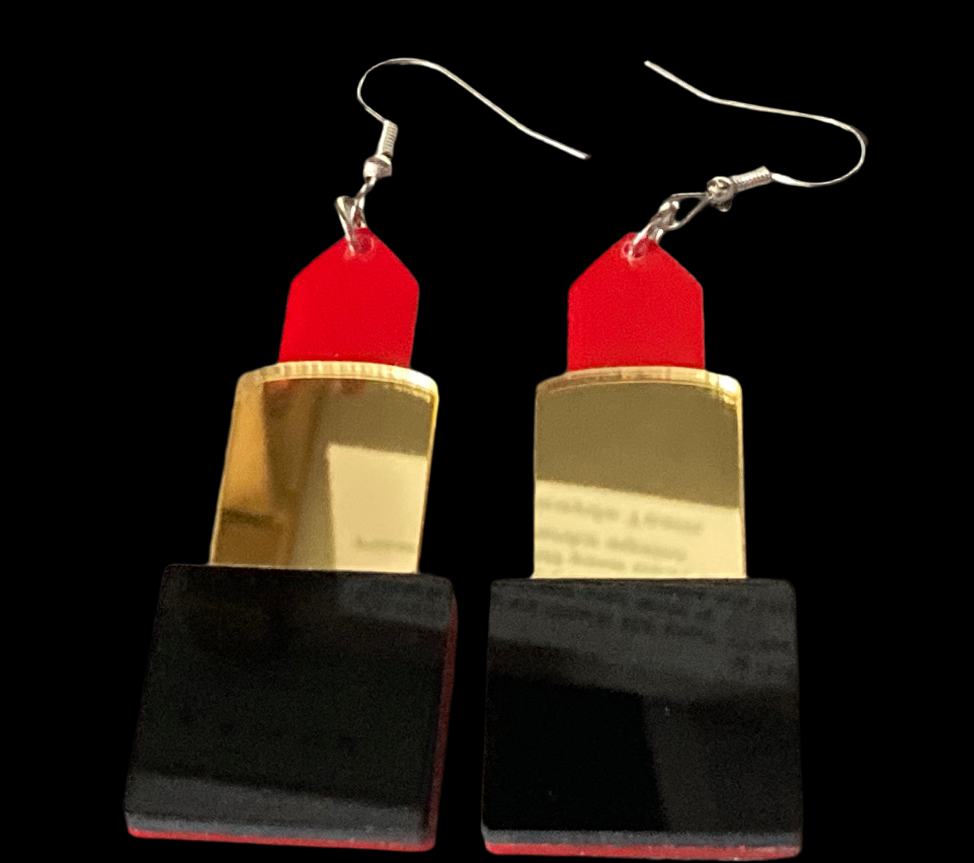 Novelty bright red lipstick acrylic earrings