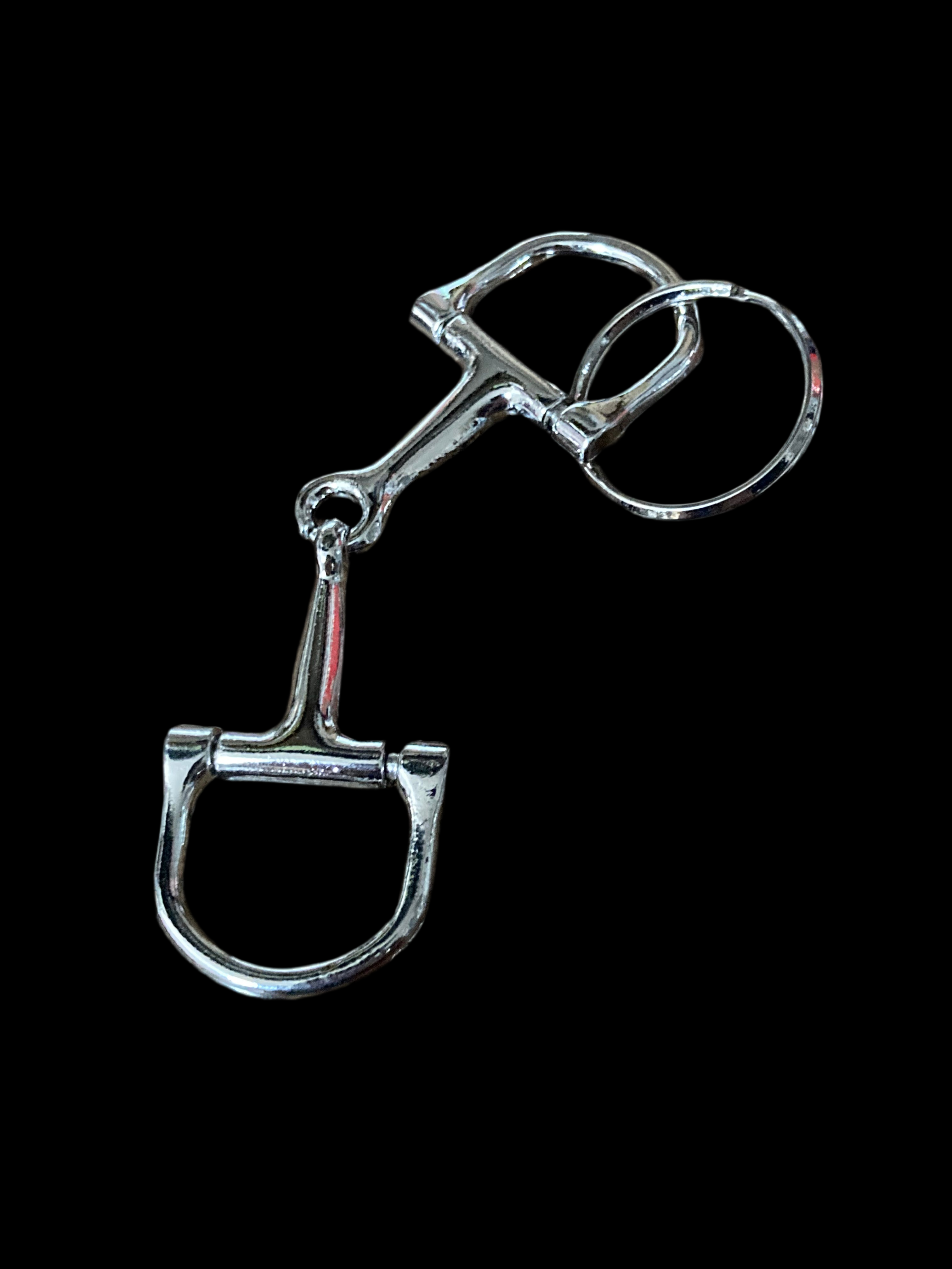 Silver horse bit snaffle keyring