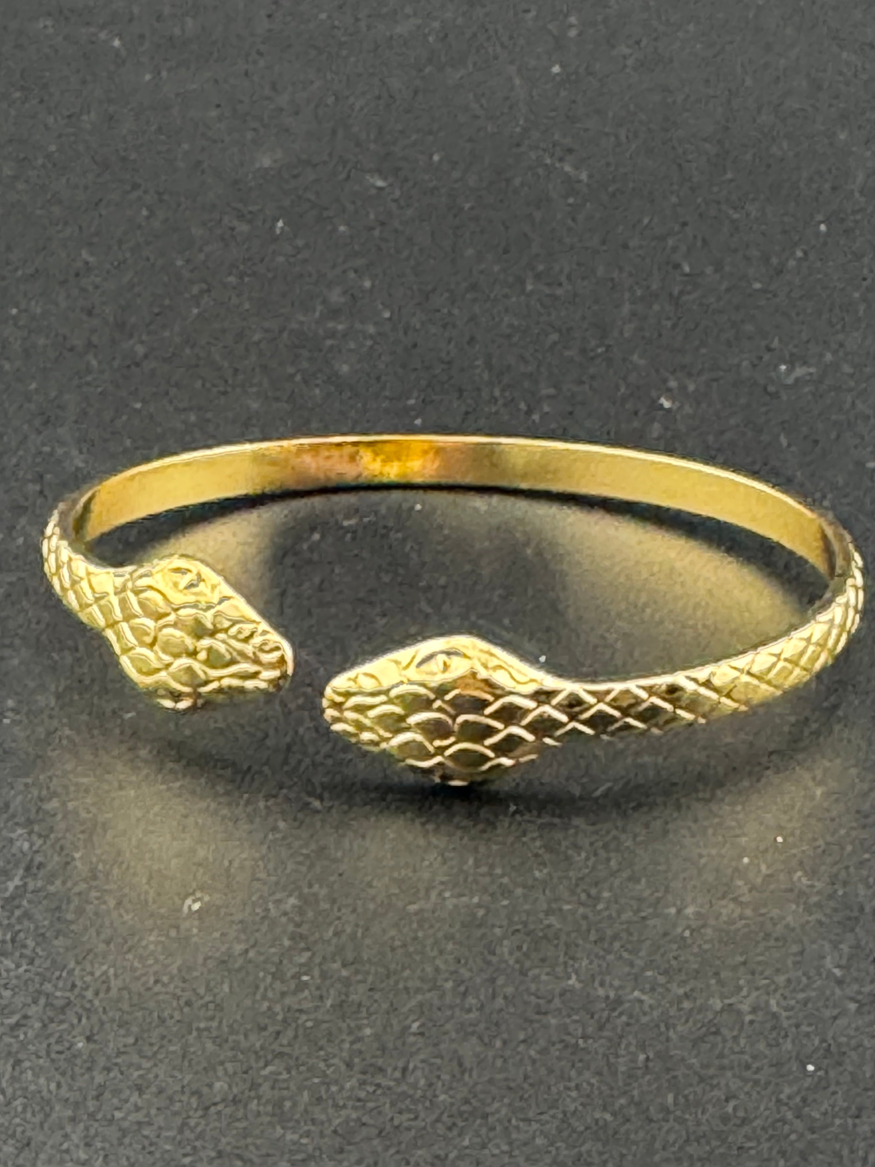 Vintage style gold tone snake bangle open bracelet