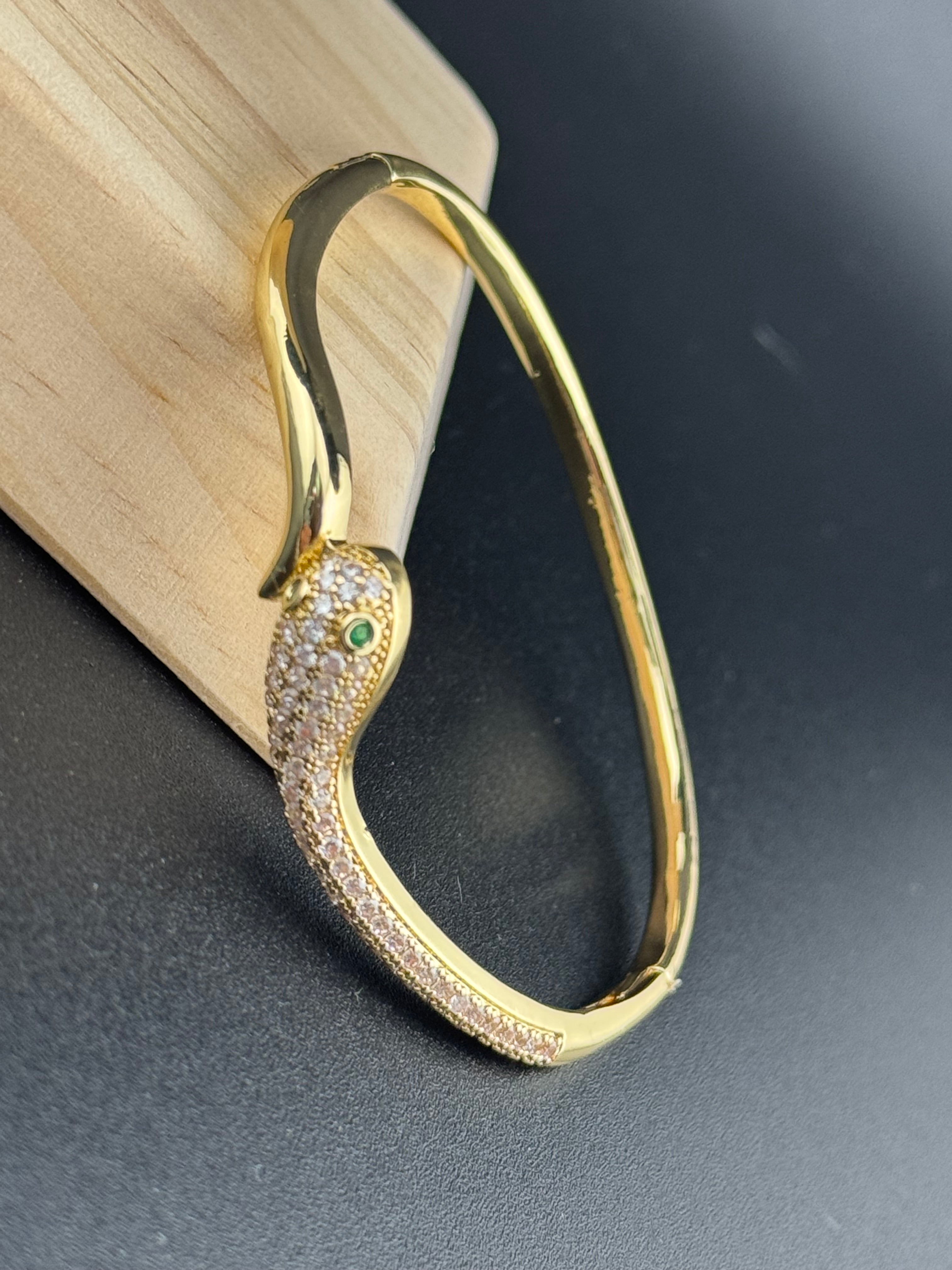 High end Hinged Gold plated CZ crystal diamanté snake bangle bracelet