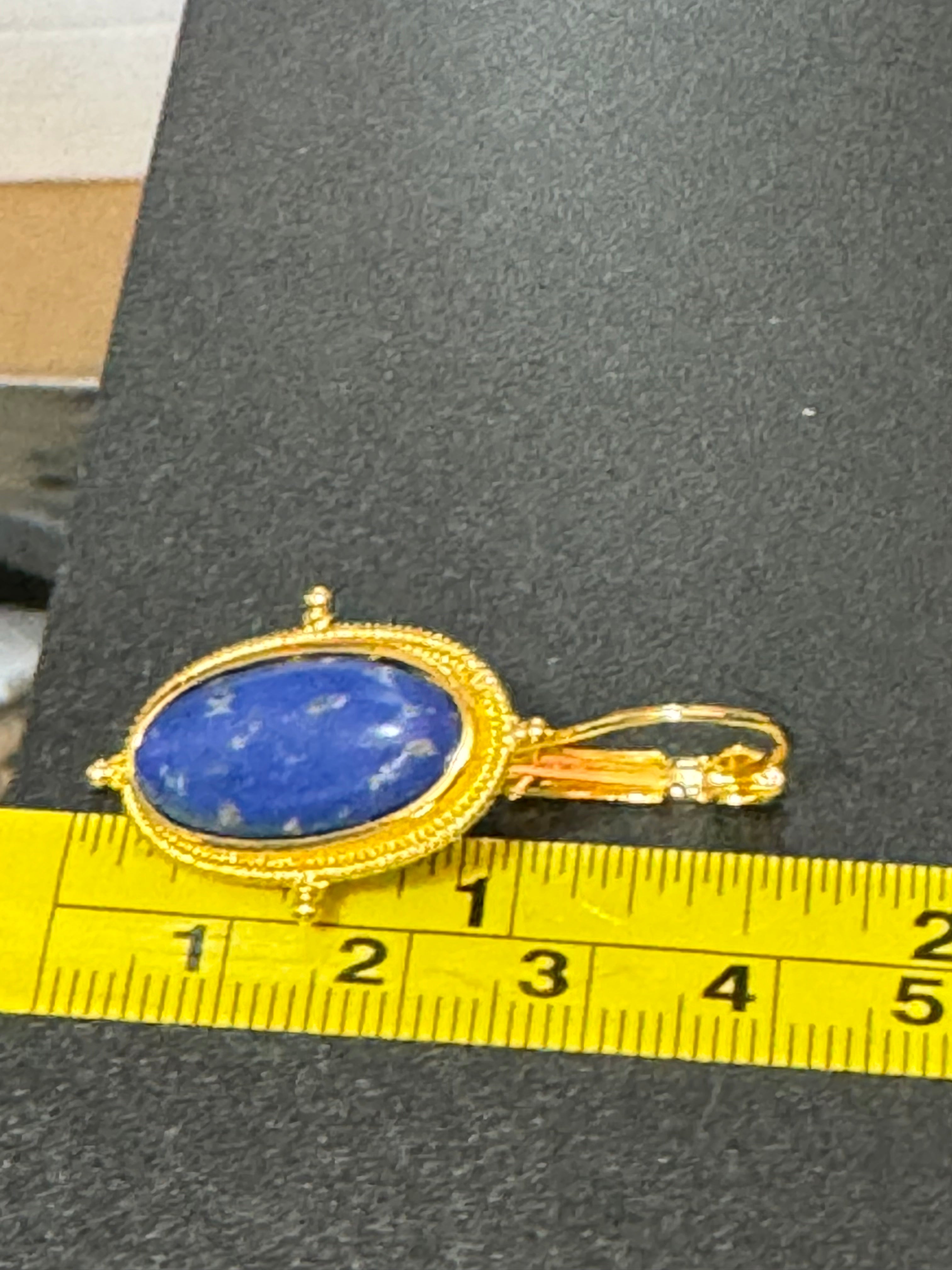 Gold tone faux lapis lazuli drop earrings