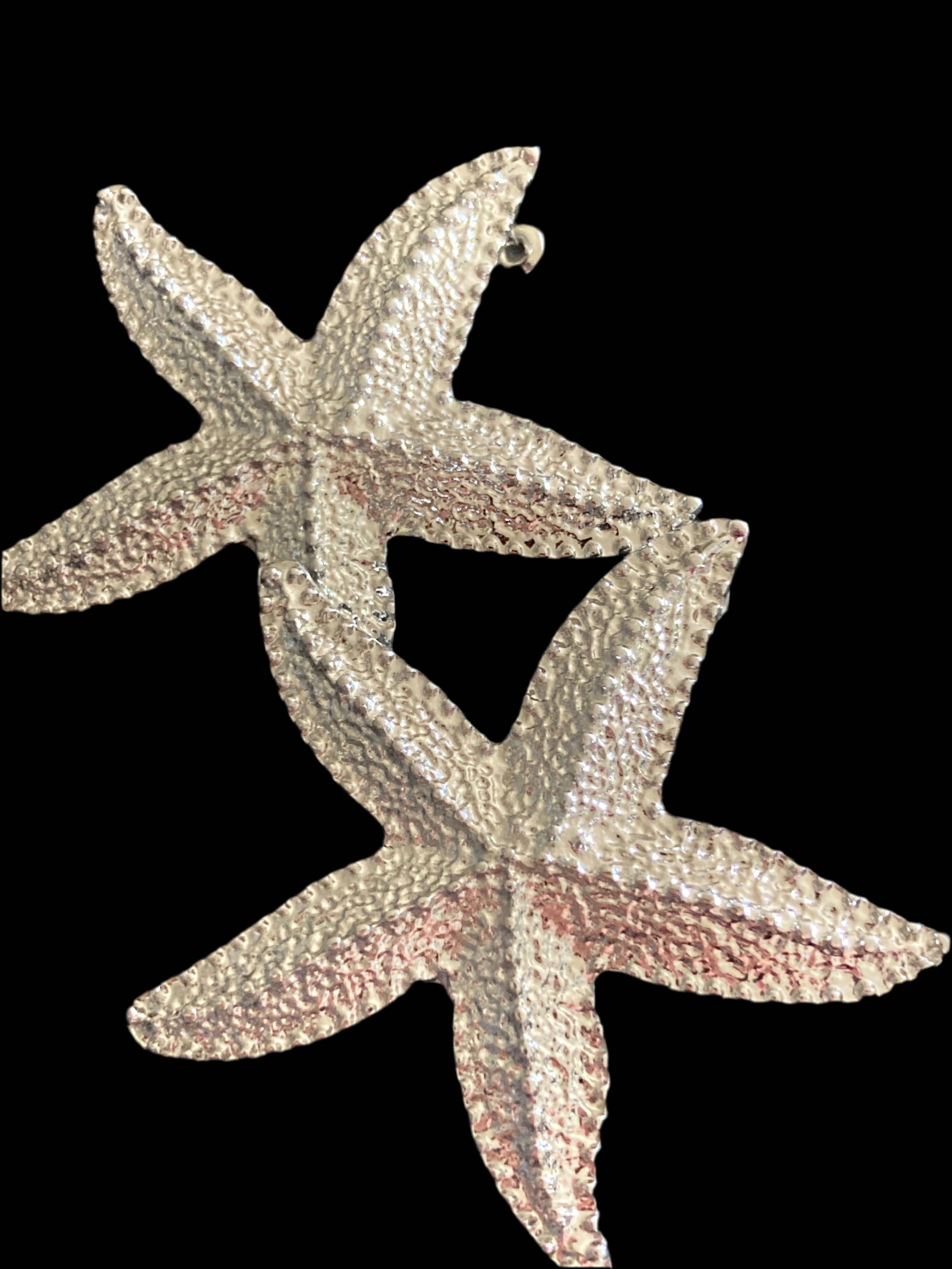 Oversized silver starfish earrings nautical