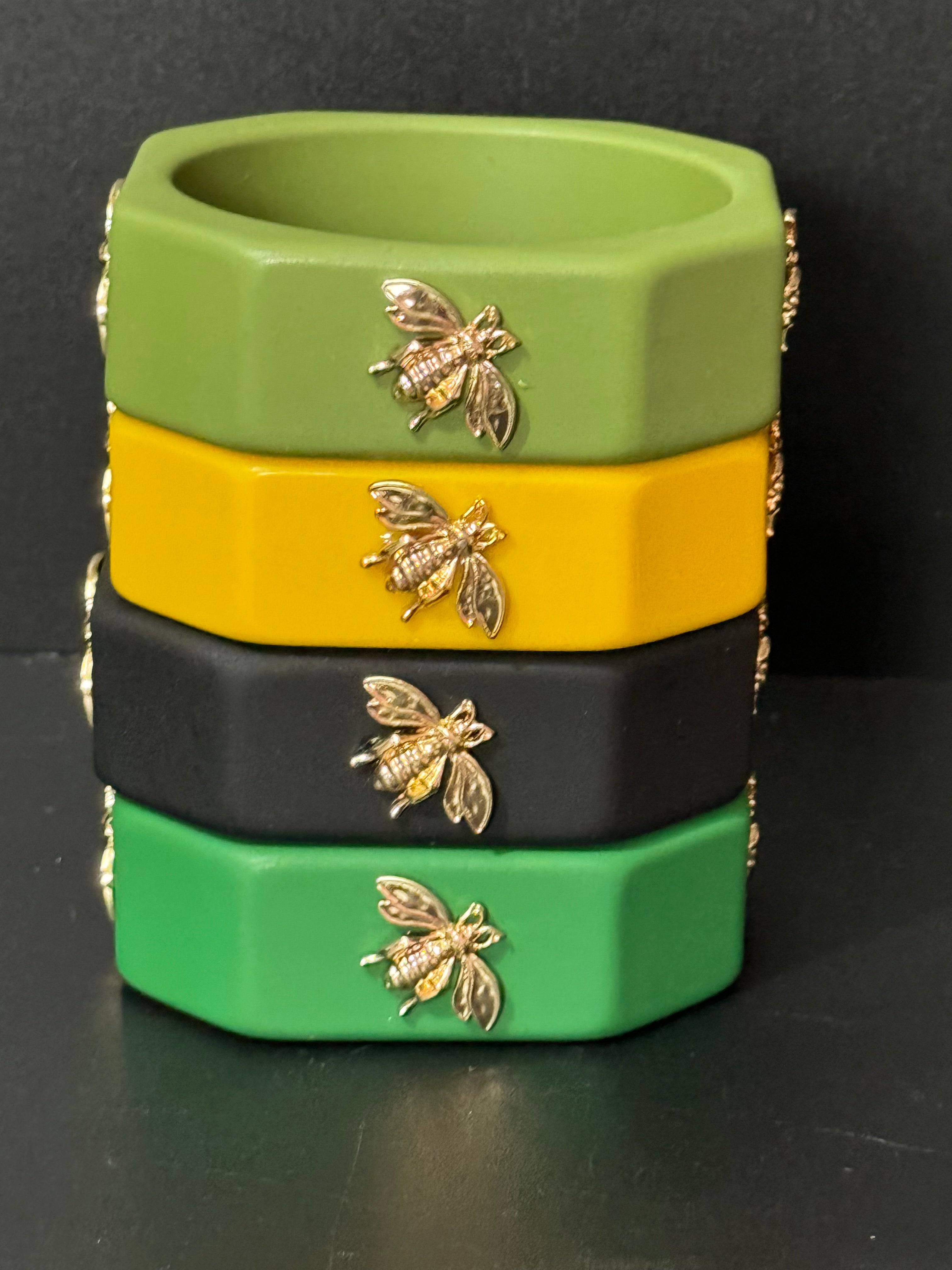 Mix and match octagonal wide coloured stacking bee bangles