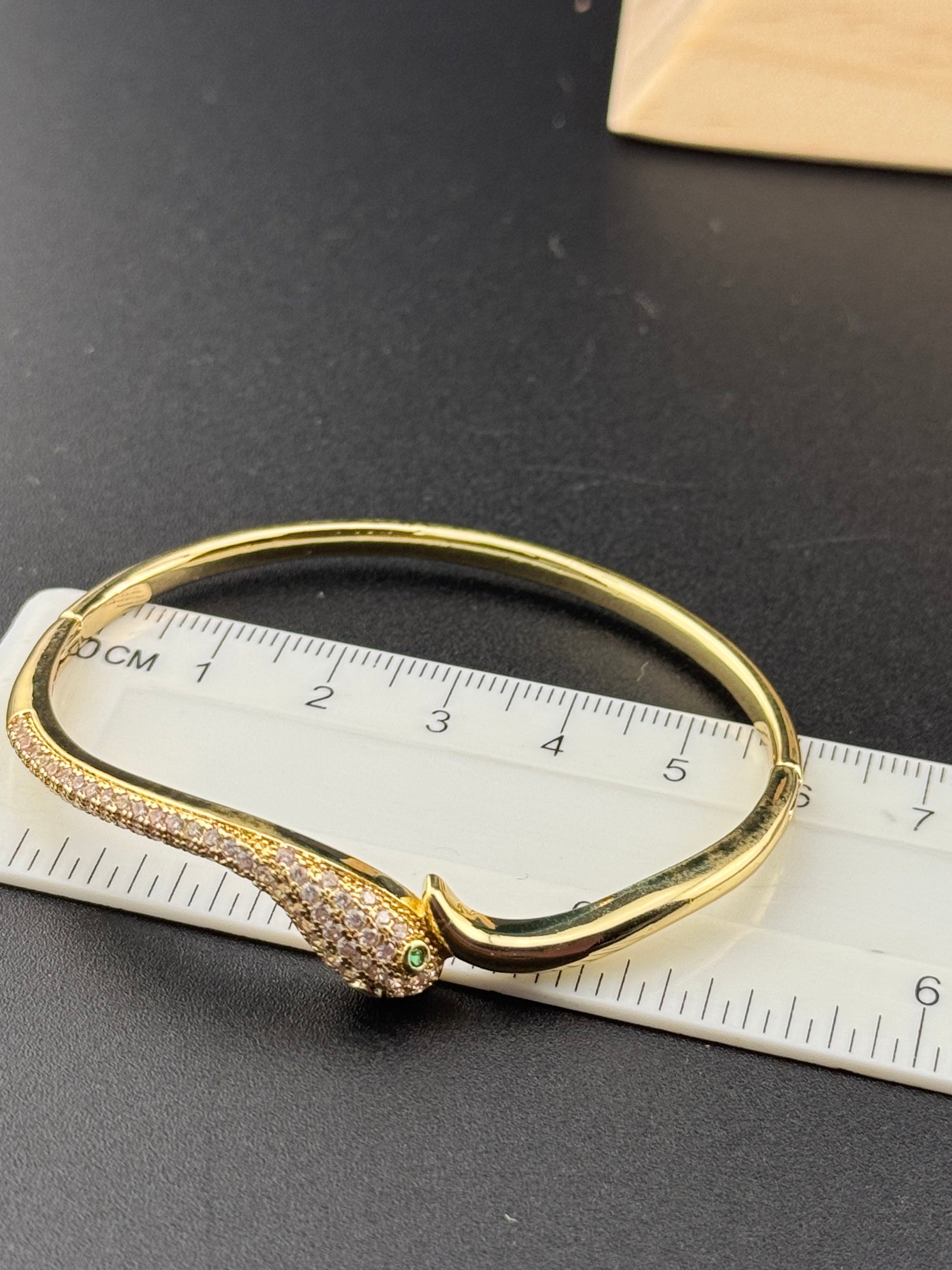 High end Hinged Gold plated CZ crystal diamanté snake bangle bracelet