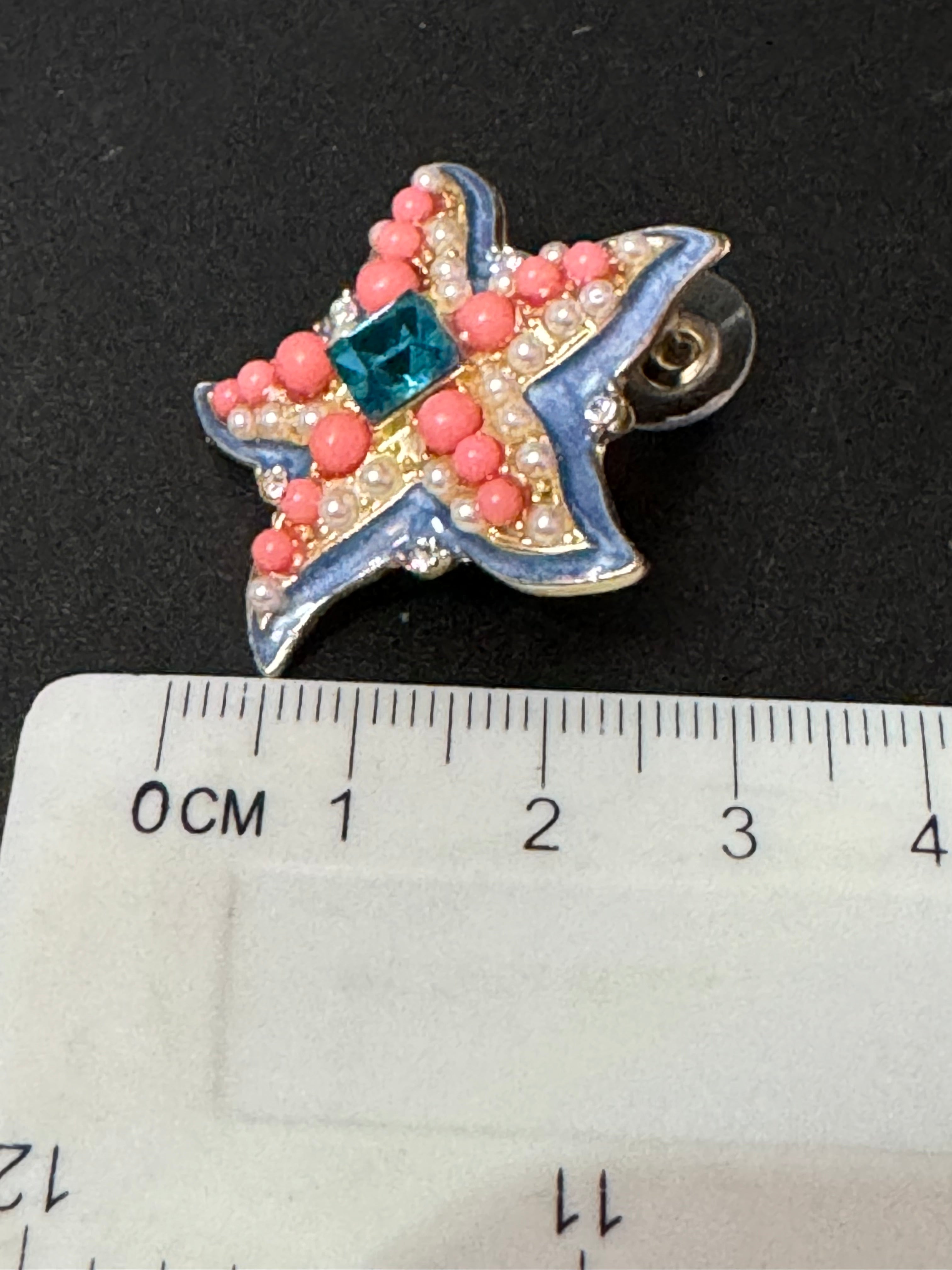 Oversized coral and turquoise starfish stud earrings