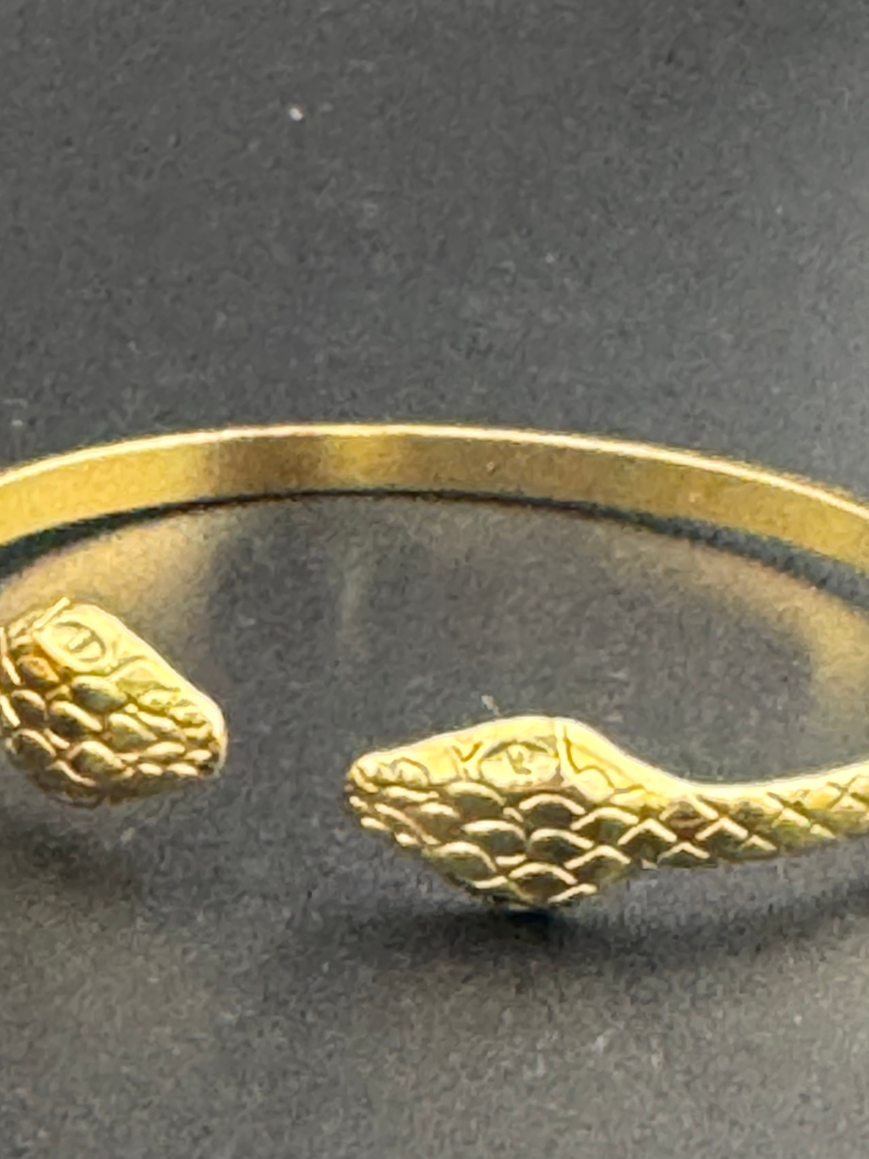 Vintage style gold tone snake bangle open bracelet