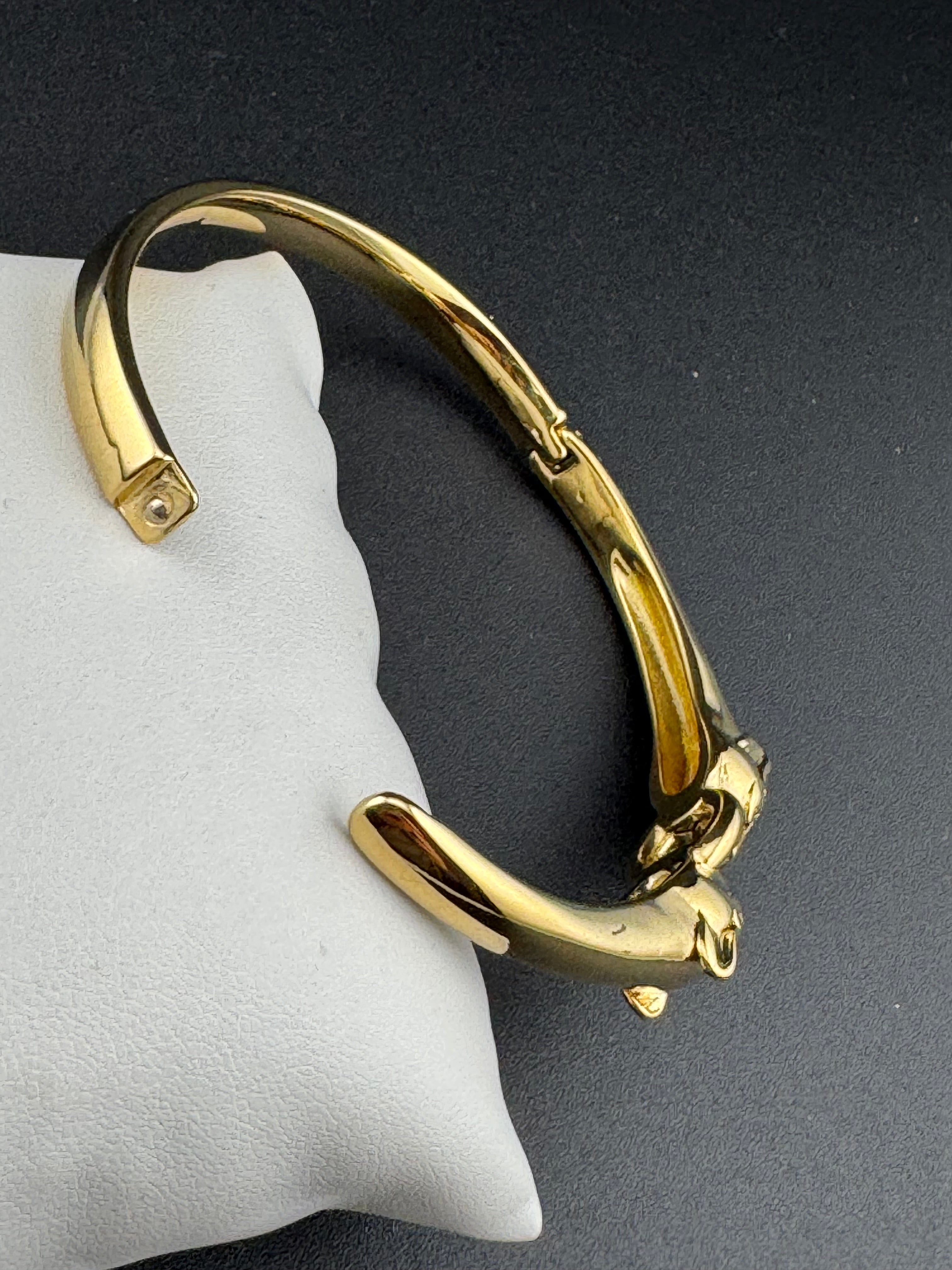 Classic gold Stainless Steel Crystal Leopard clamper Bangle Animal Bracelets