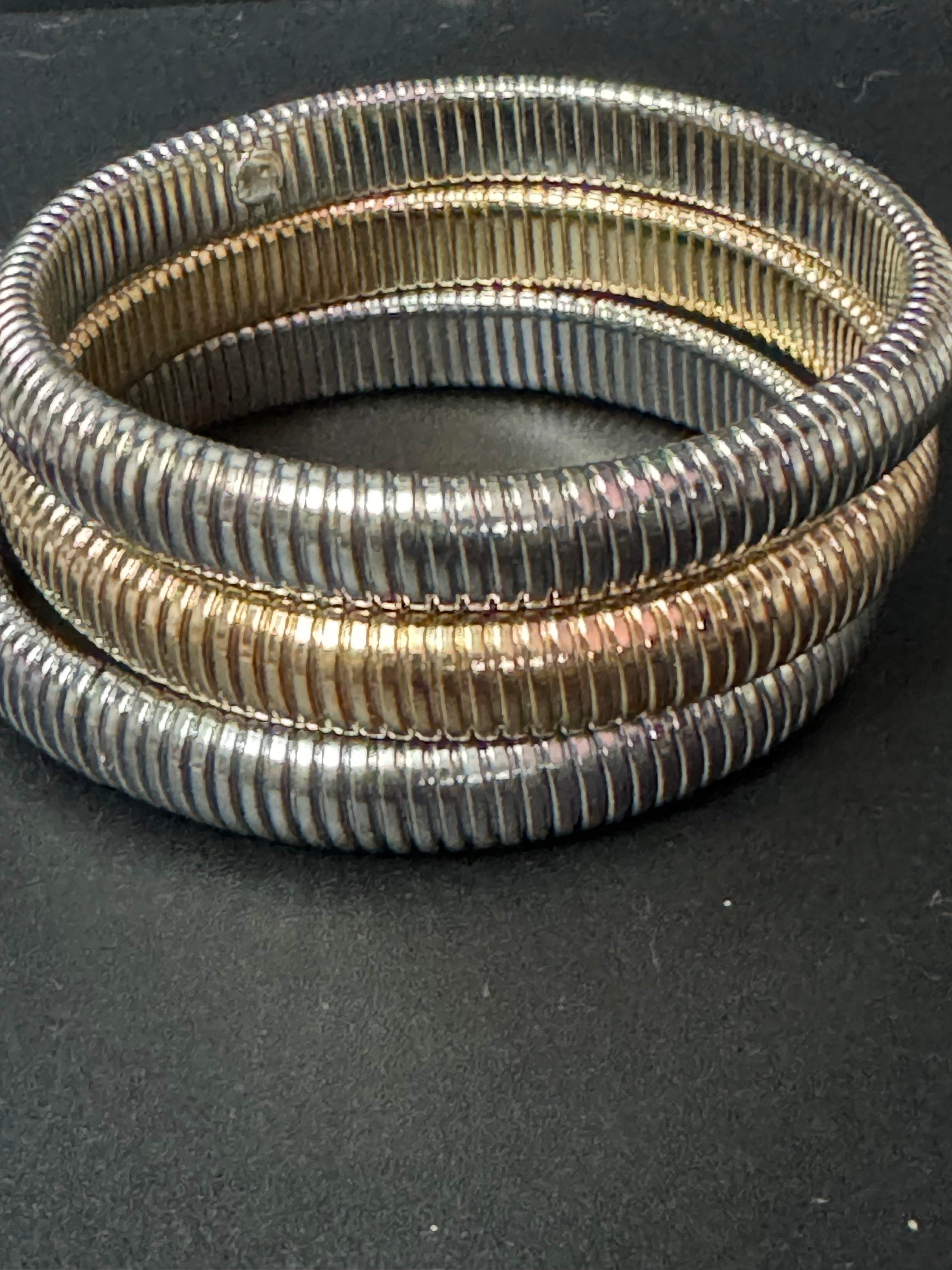 gold or silver tone omega bangle bracelets with stretch