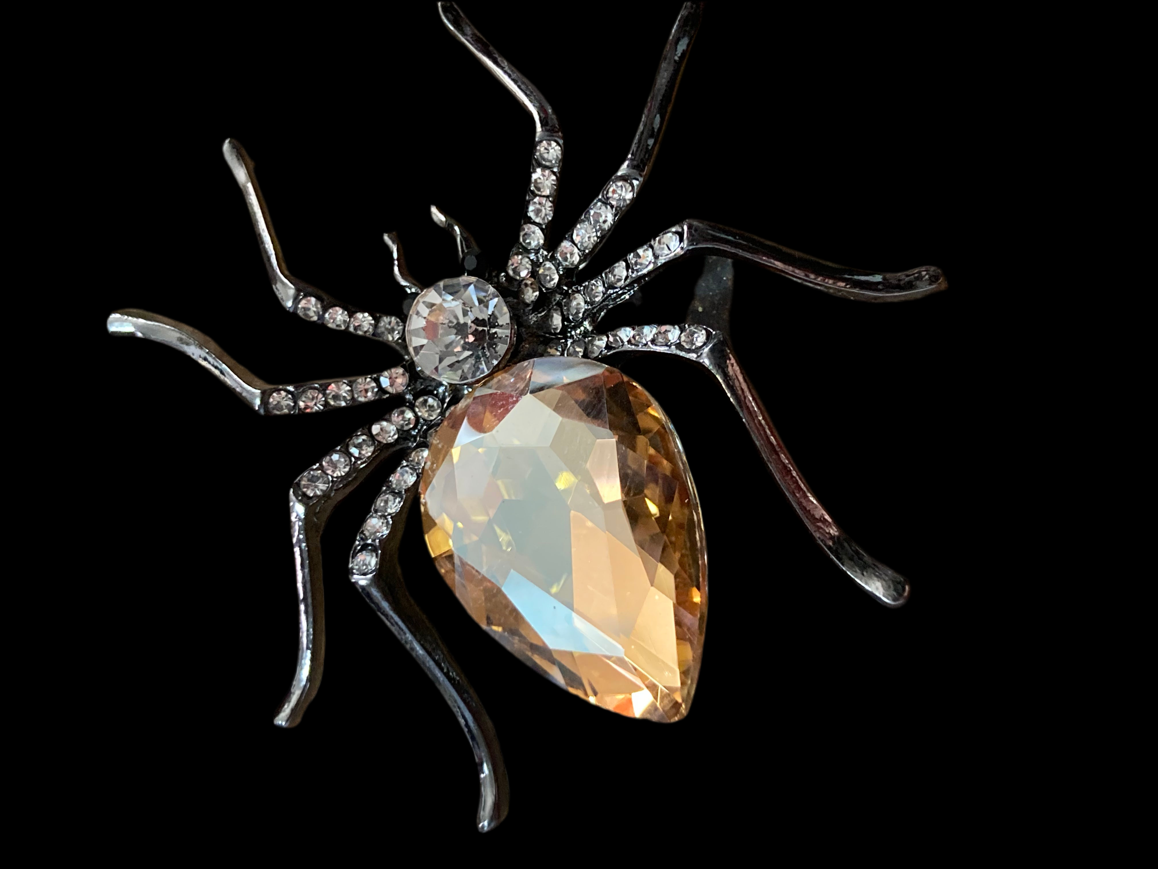 Large spider brooch citrine diamanté