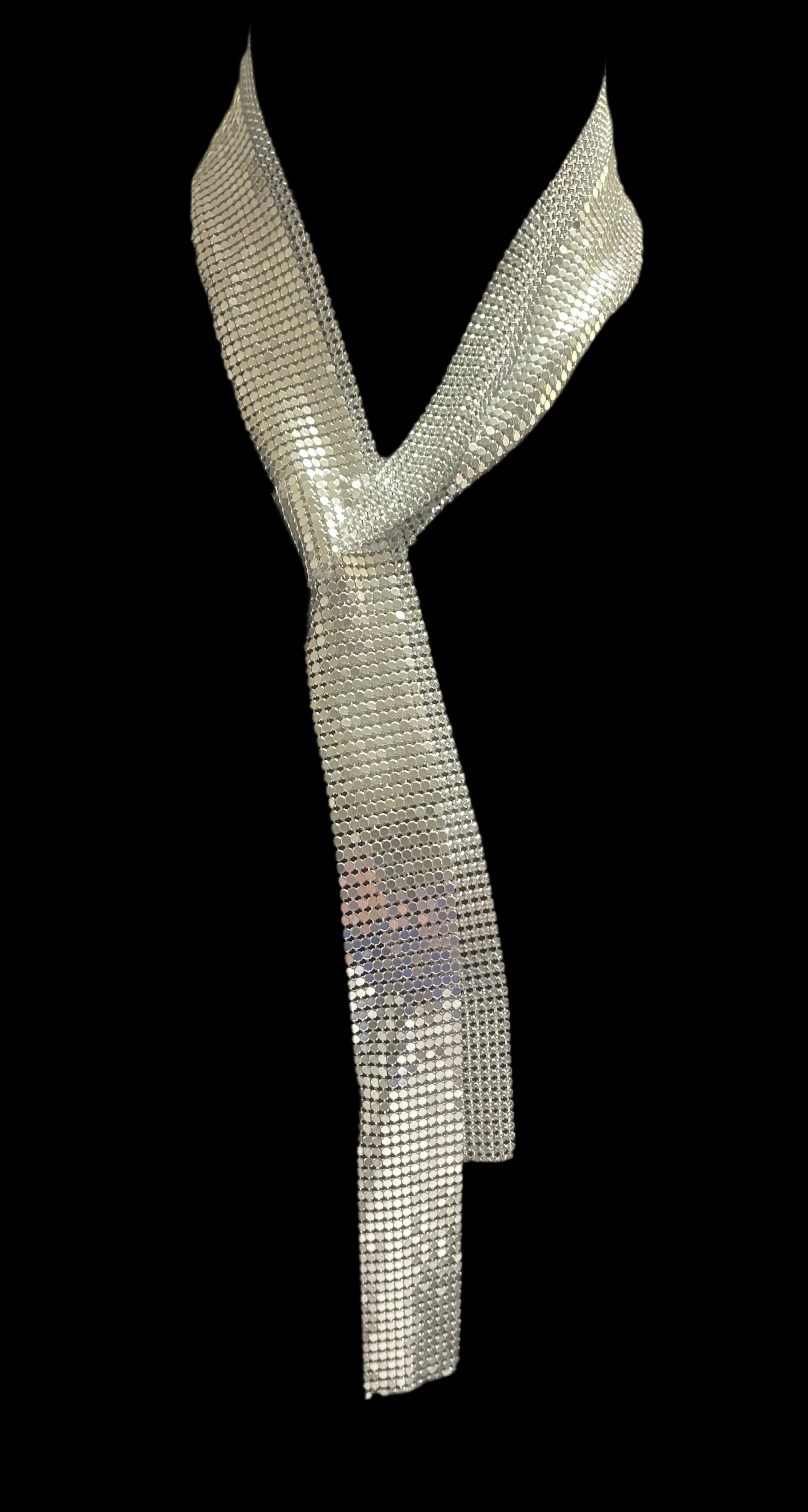 Long silver mesh chainmail versatile necklace