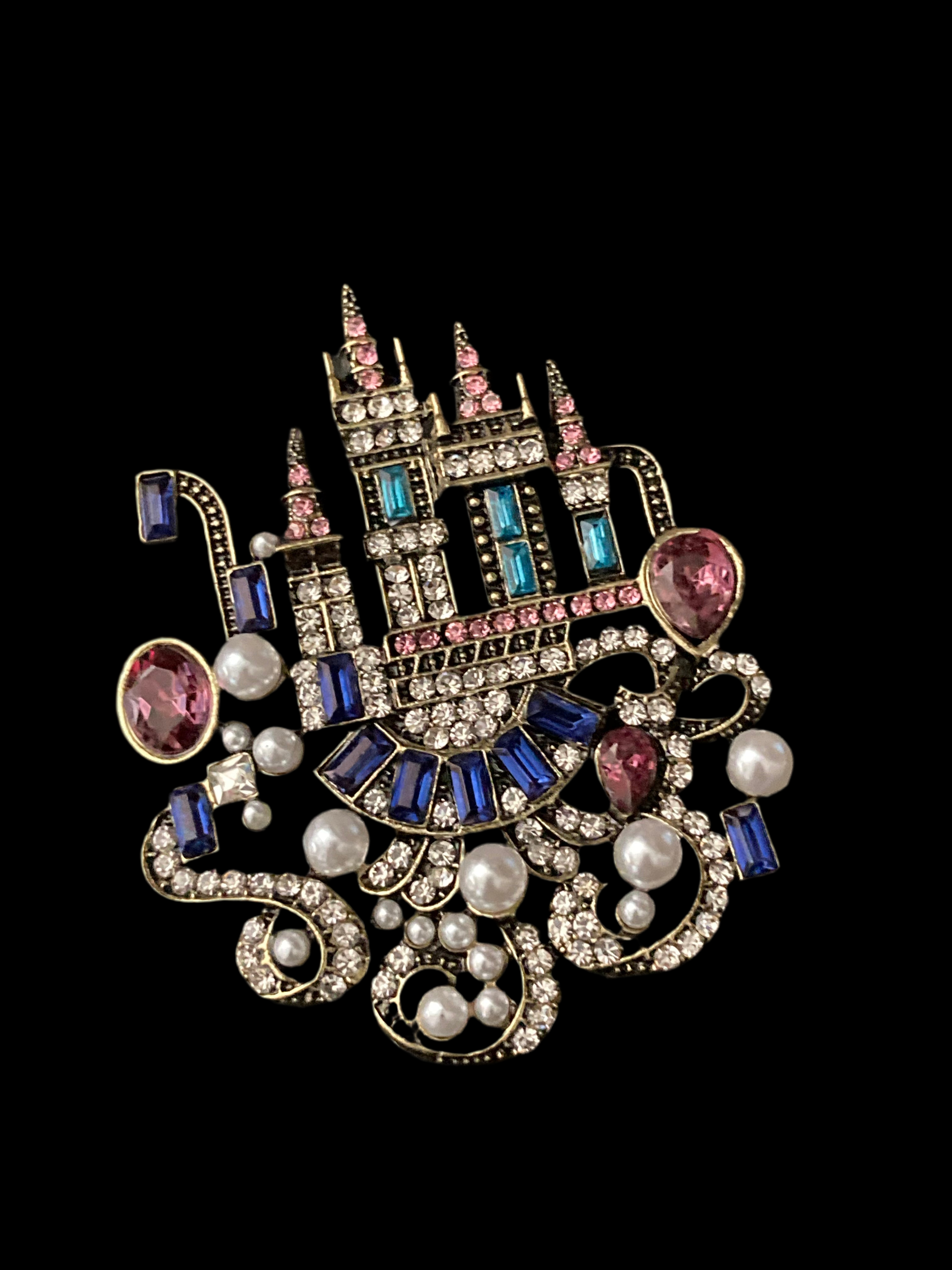 Fairy princess castle brooch Crystal diamanté