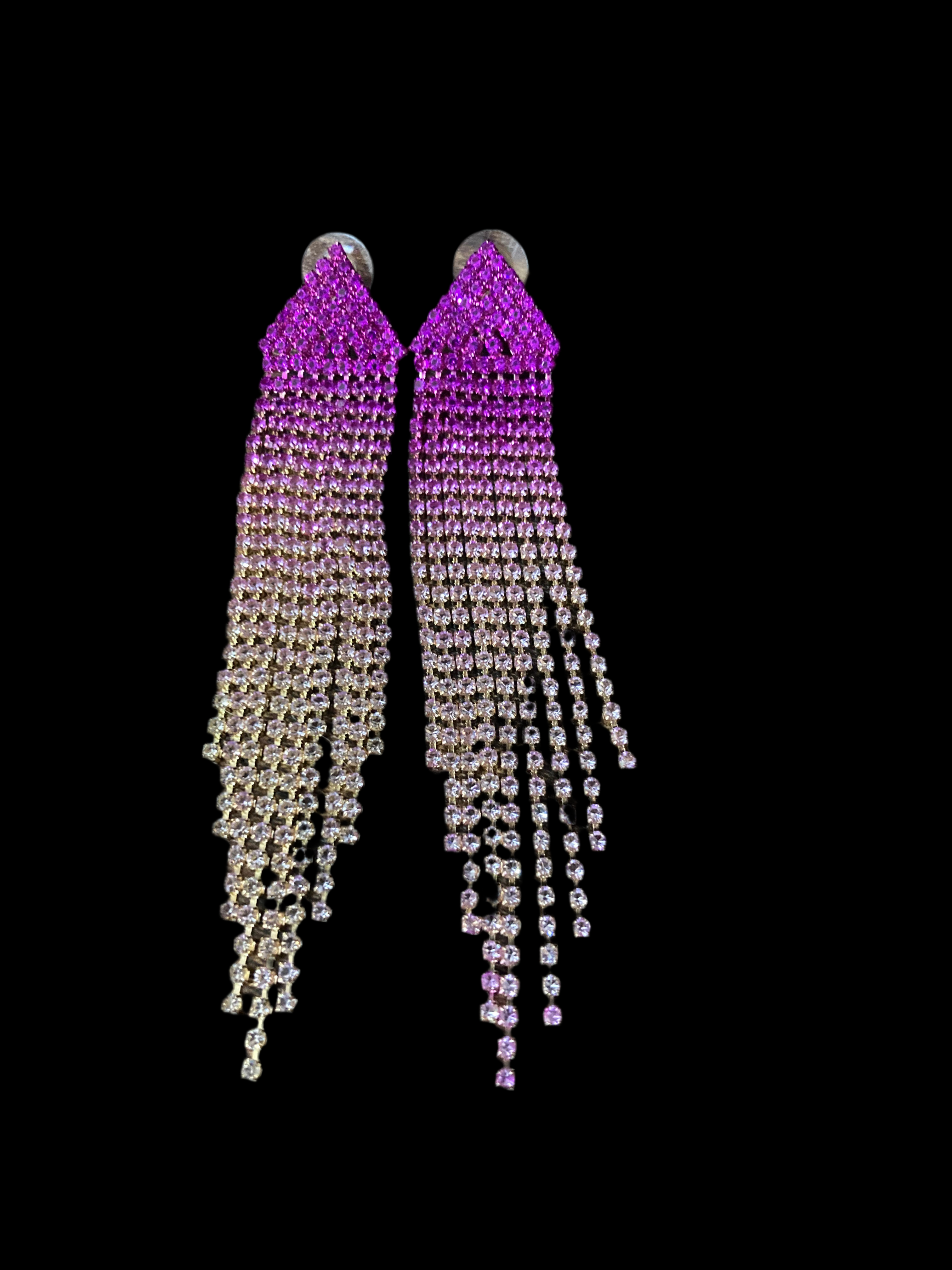 Hot pink Crystal diamanté tassel earrings