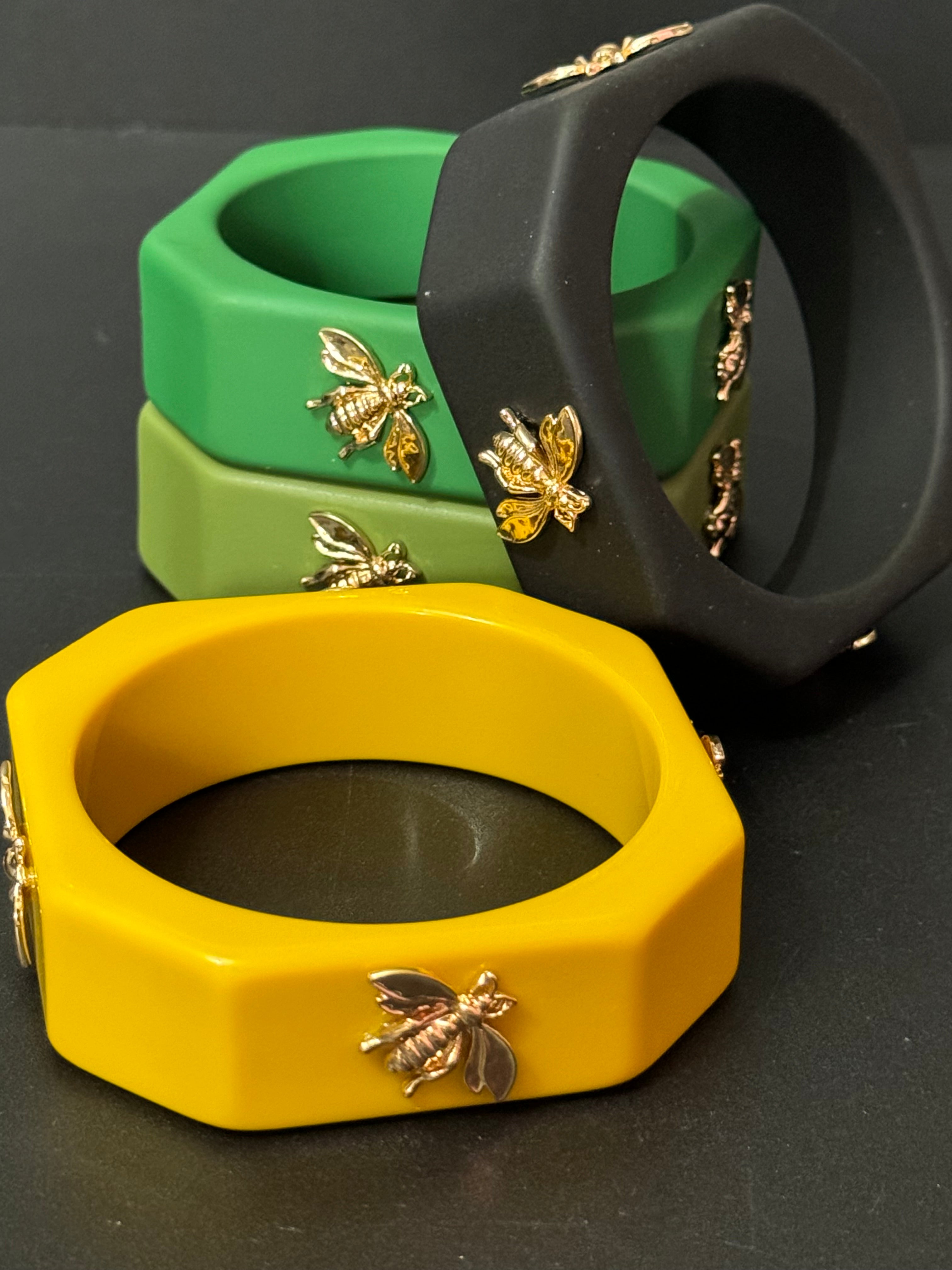 Mix and match octagonal wide coloured stacking bee bangles