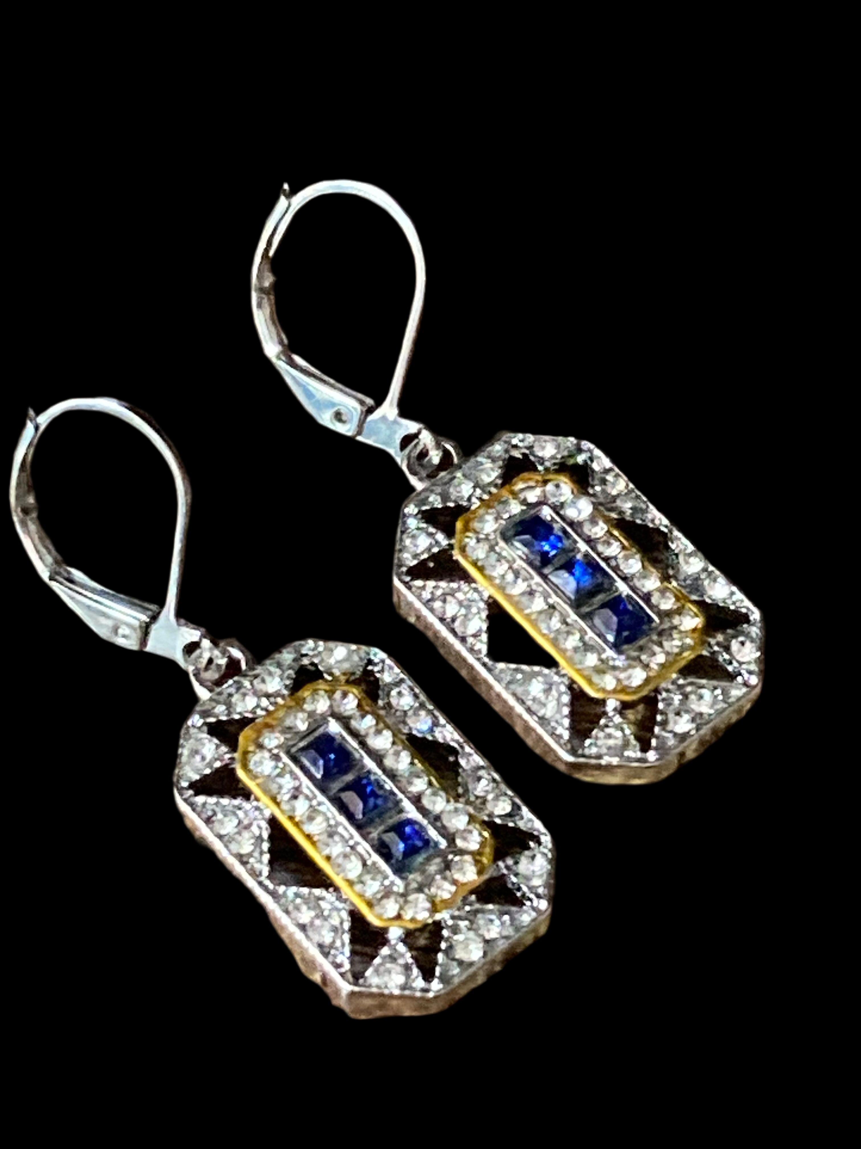 Art deco sapphire diamanté reproduction earrings