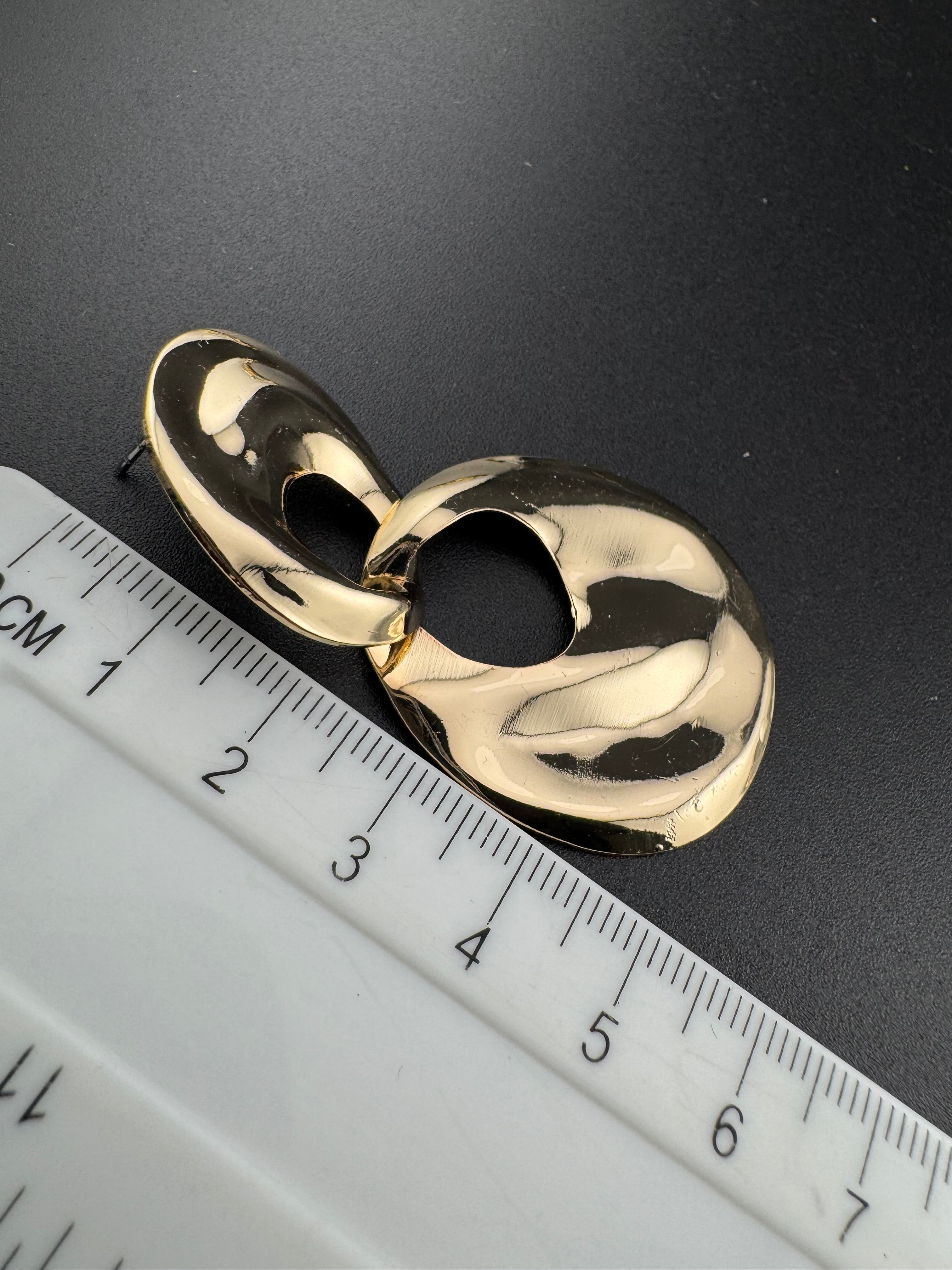 80s style gold tone oversized door knocker clip on earrings