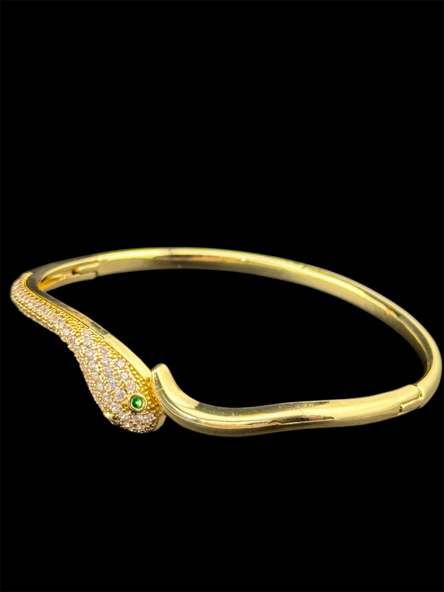 High end Hinged Gold plated CZ crystal diamanté snake bangle bracelet