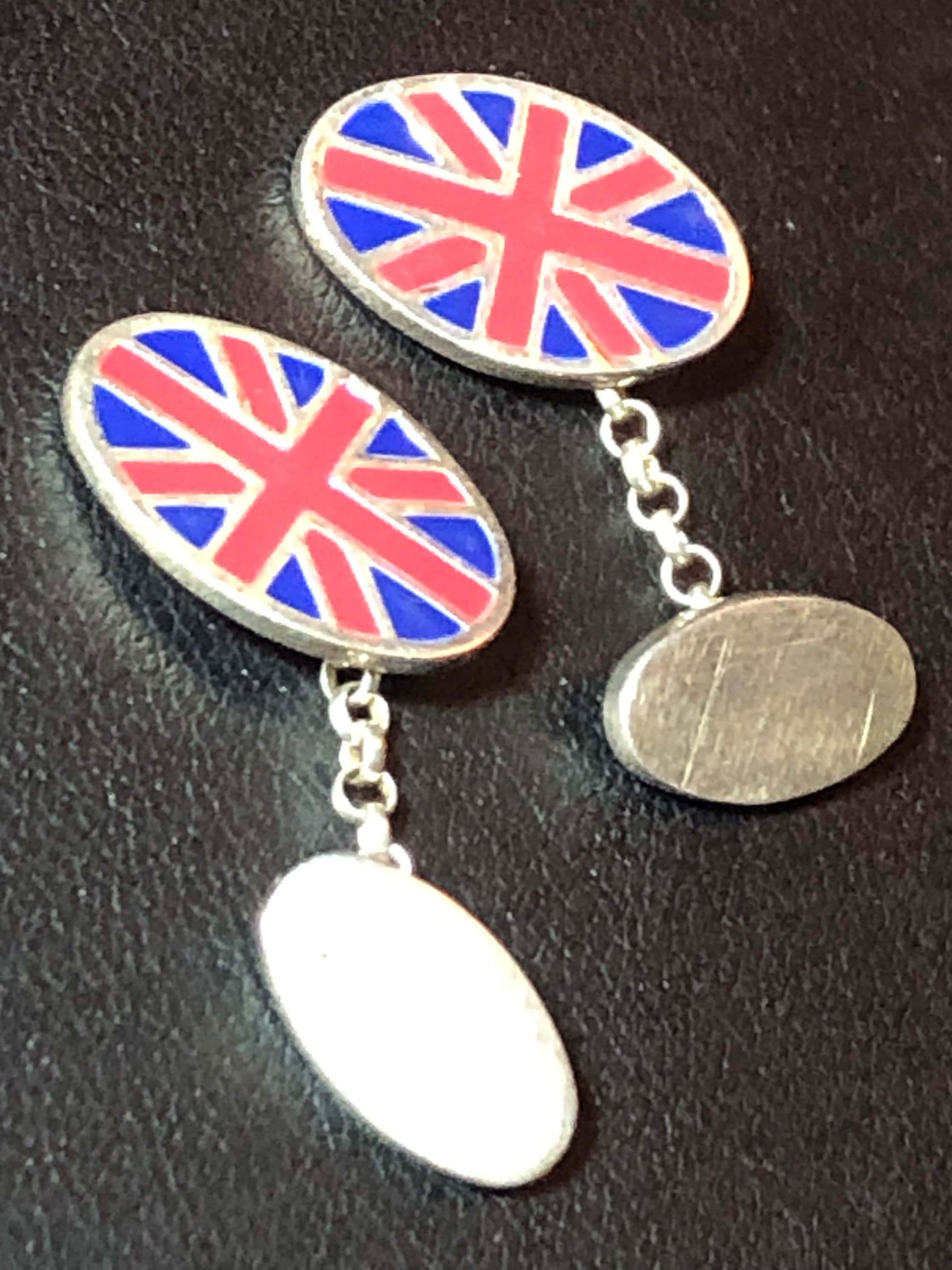 Vintage retro union jack sterling 925 silver cufflinks   Hallmarked  england britain Father's Day St. George's day patriotic enamel