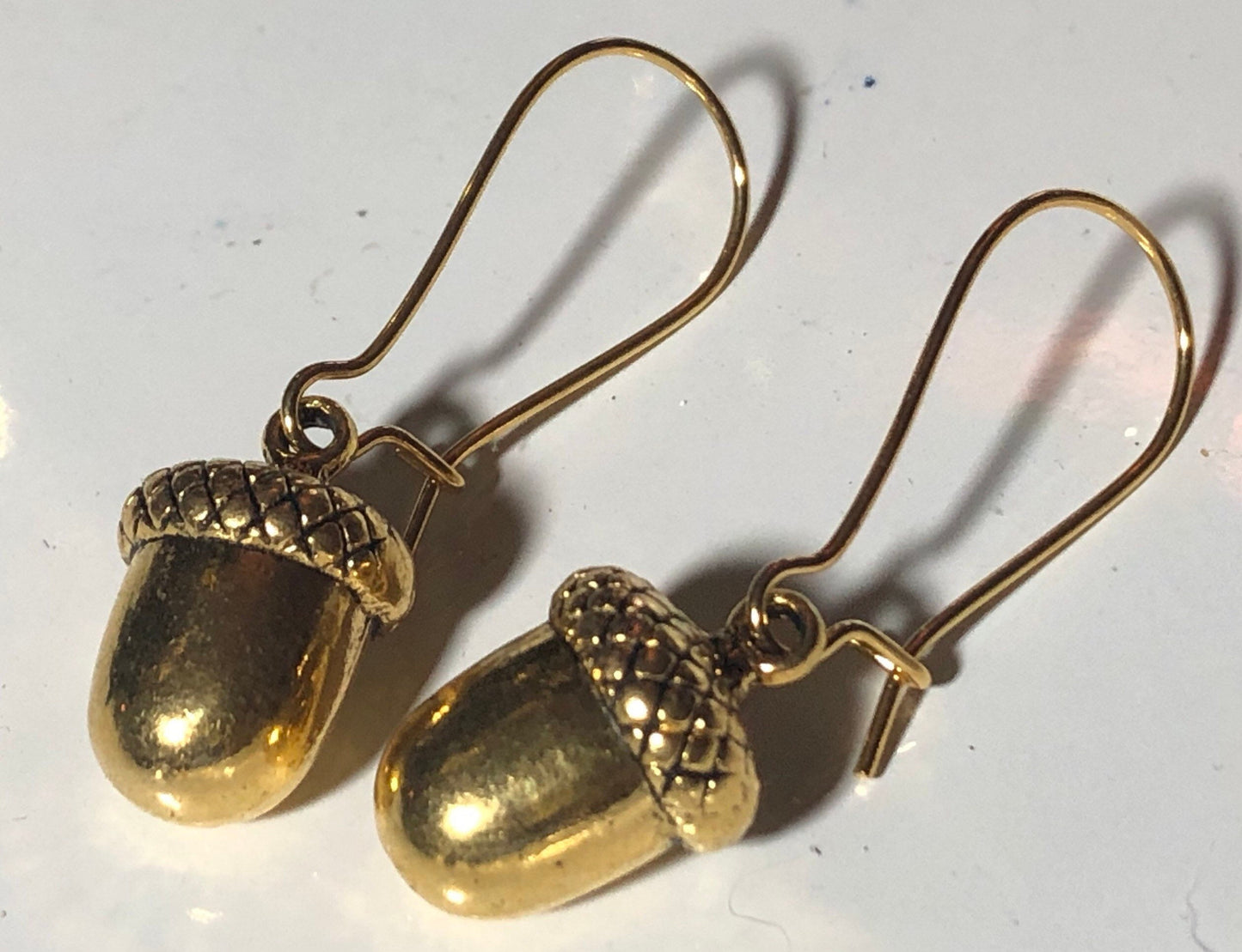 silver tone acorn drop earrings pierced ears