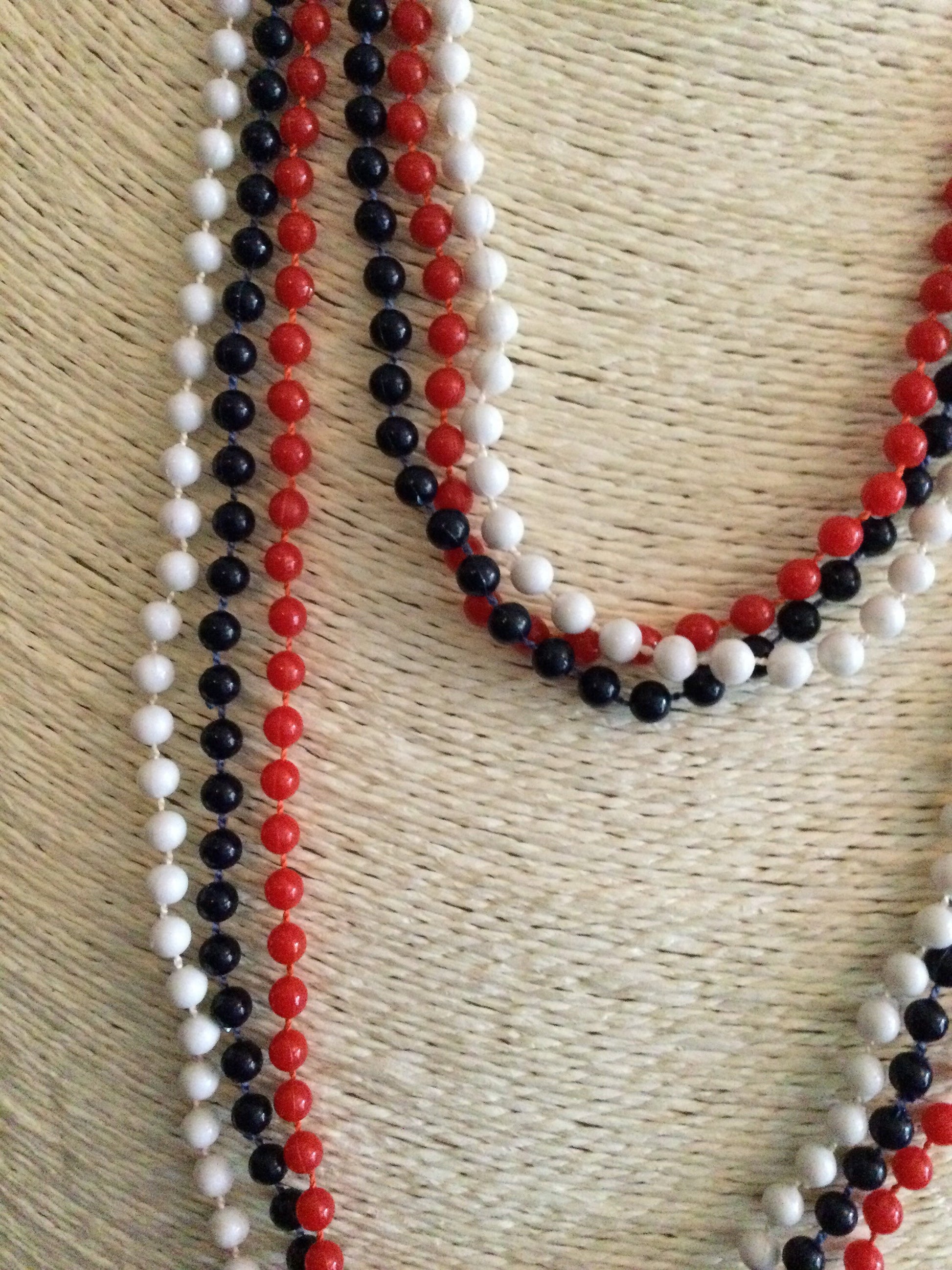 1960s patriotic USA UK France red white blue fixed plastic beaded jewellery set 3 necklaces & bangles coronation